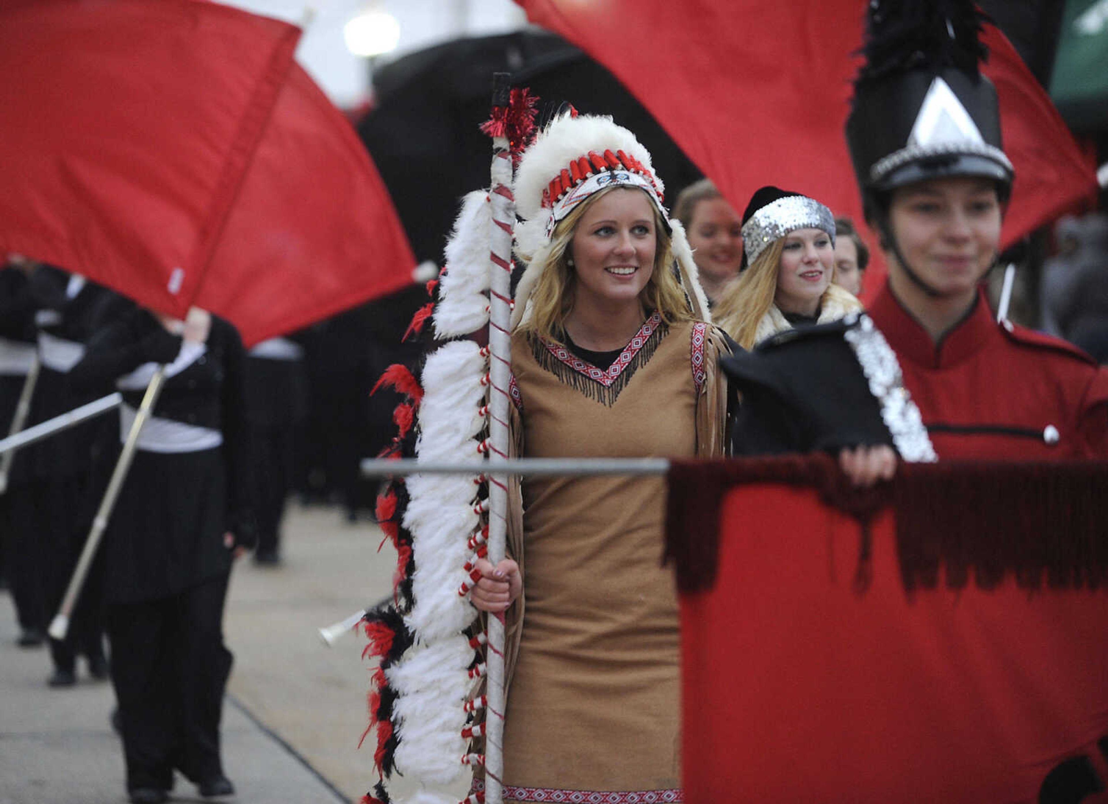 The Jackson Marching Chiefs perform in the Jackson Christmas parade Saturday, Dec. 6, 2014 in Jackson.