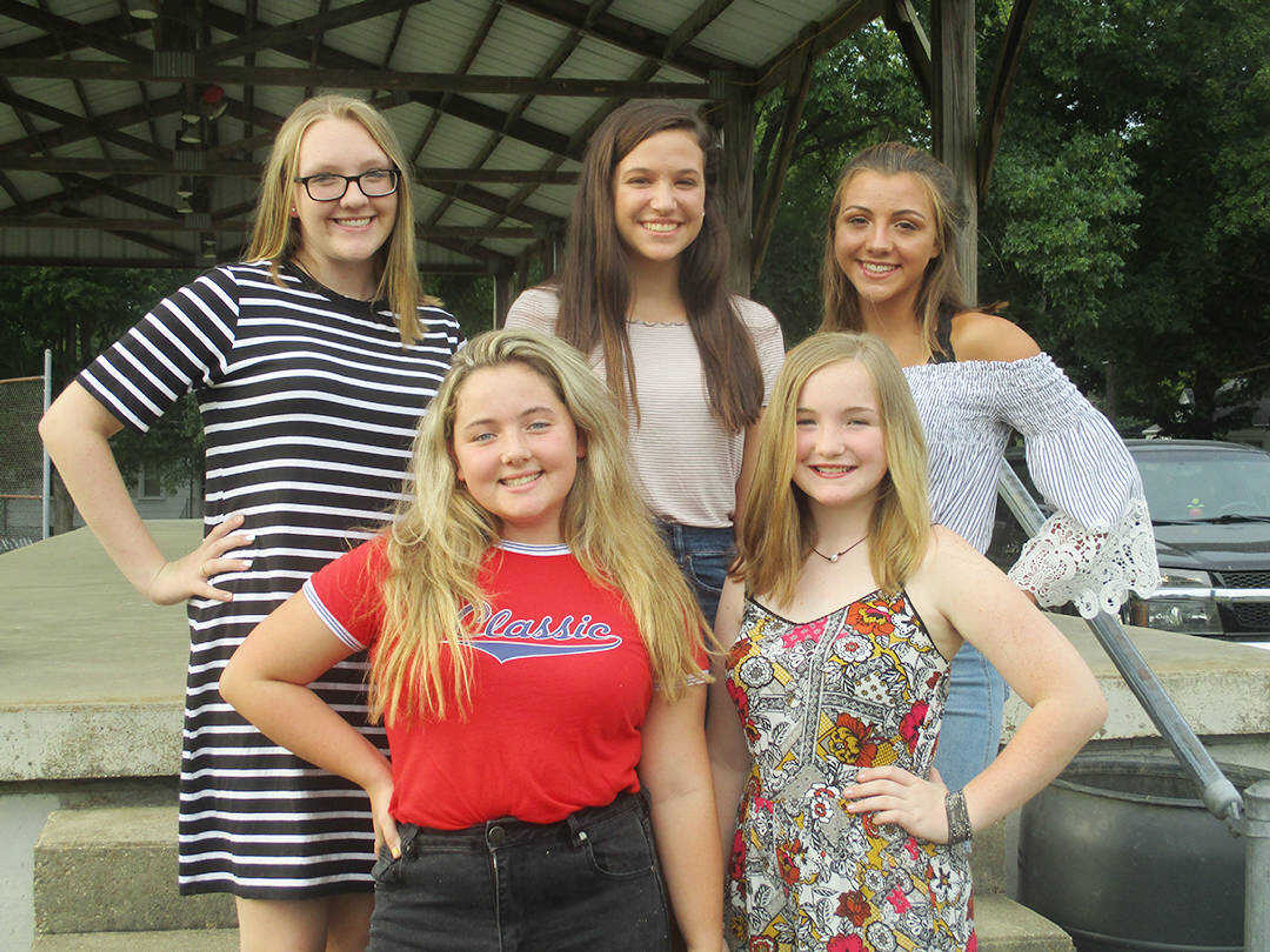 Junior Miss Neighbor Day contestants (left to right): 1st row: Natalee Passley, Chloe Walker. 2nd row: Landry Johnson, Addison Engelen, Tommy-Anne Marriott.