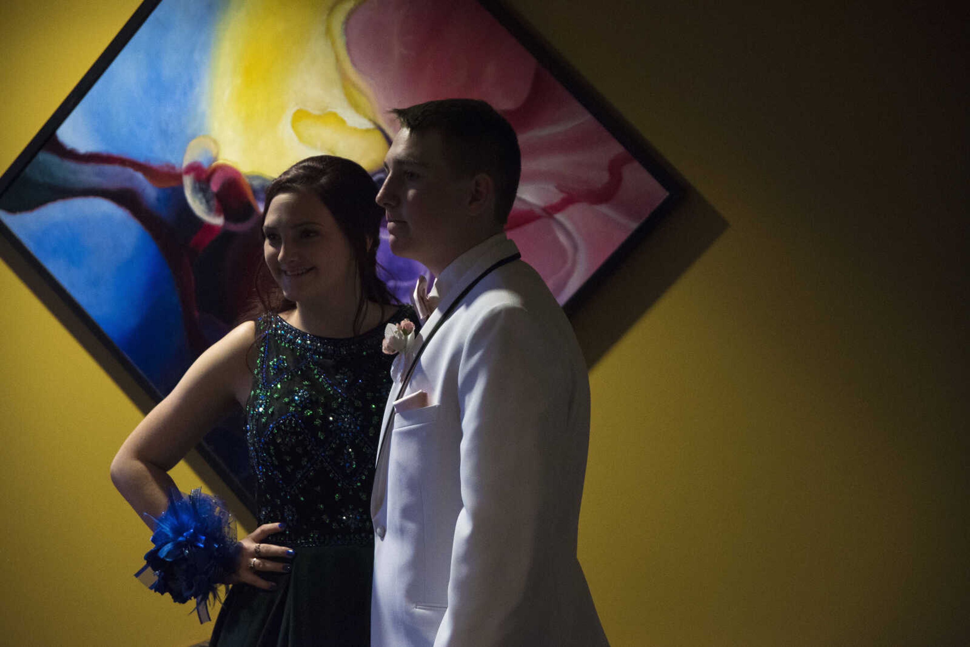 Abbi Brown and her brother Andrew Brown pose with each other for a photo during the Chaffee prom Saturday, April 1, 2017 at the University Center on the campus of Southeast Missouri State University in Cape Girardeau.