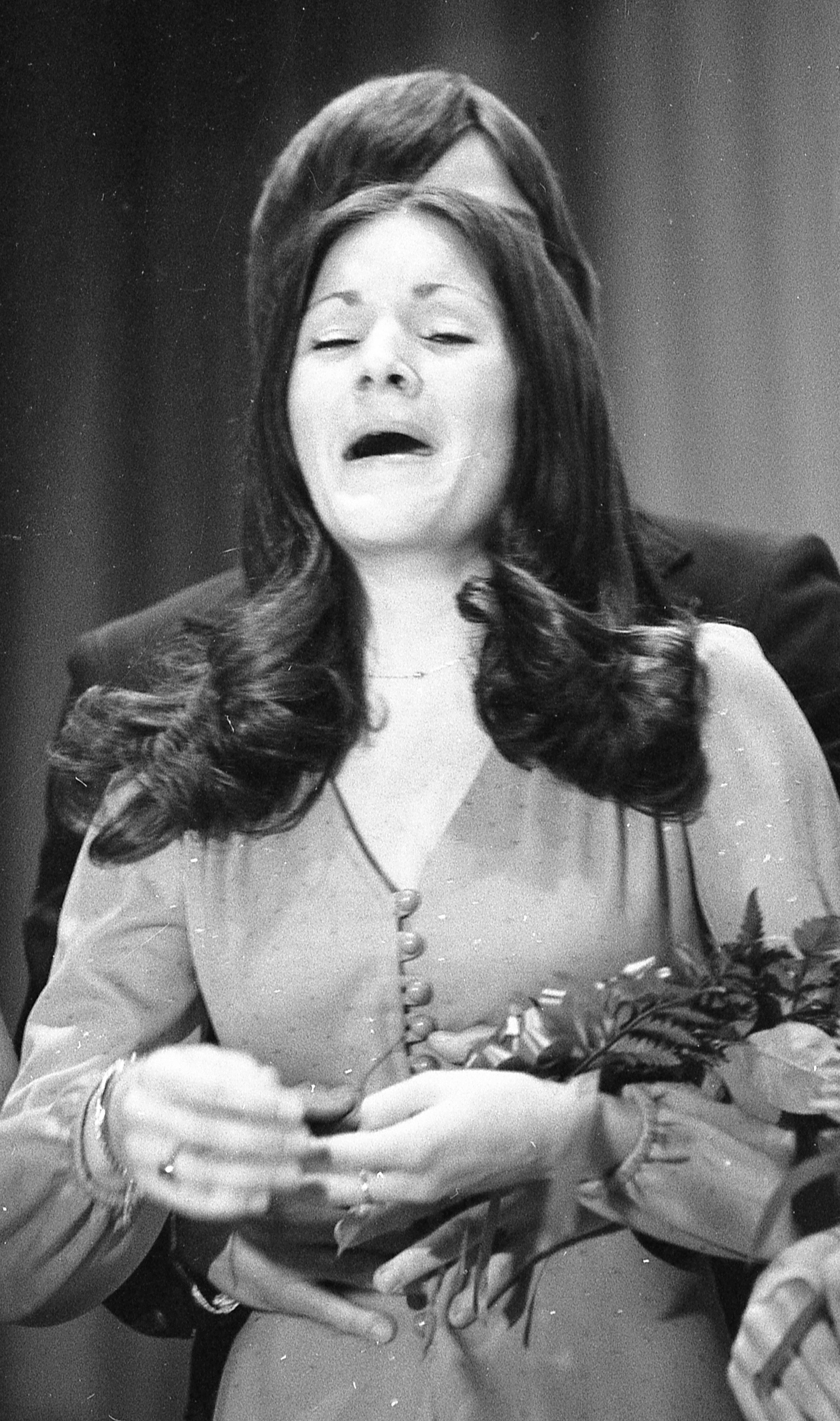 Beverly Lloyd of Tilden, Illinois, cries tears of joy when she is announced the Southeast Missouri State University Homecoming Queen for 1974.
