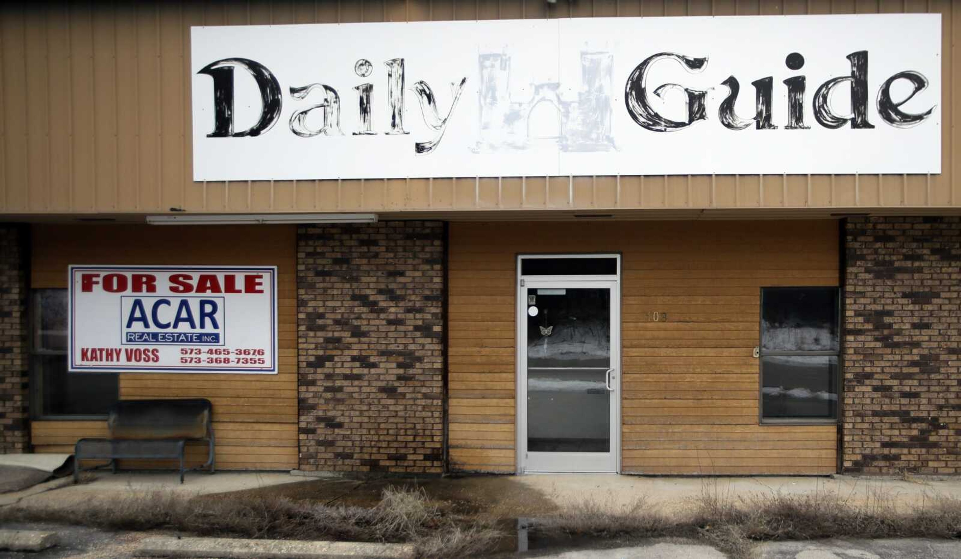 The old Daily Guide office stands for sale in St. Robert, Missouri.