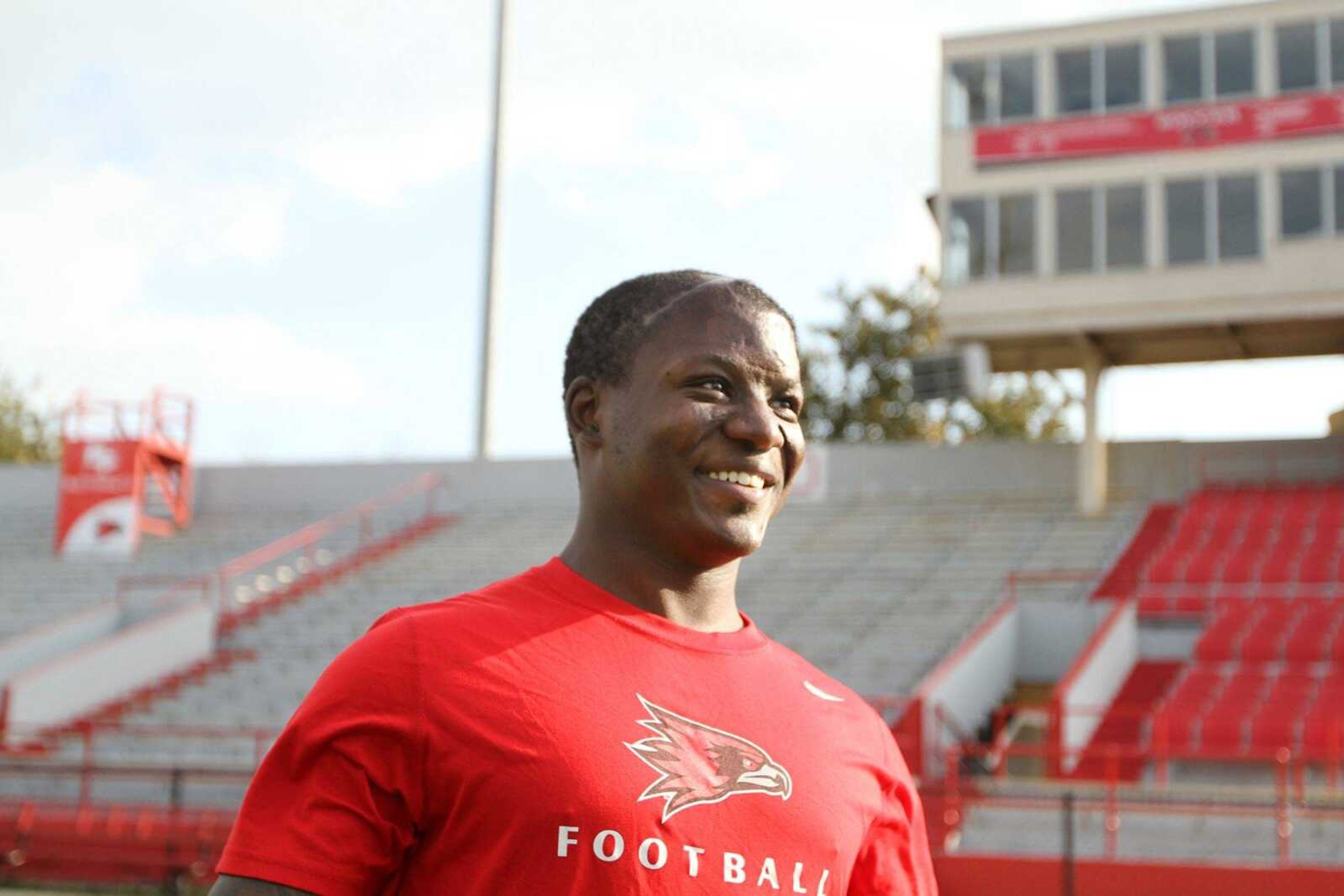 Southeast Missouri State wide receiver Peter Lloyd poses for a photo after practice Thursday at Houck Stadium. (Glenn Landberg)