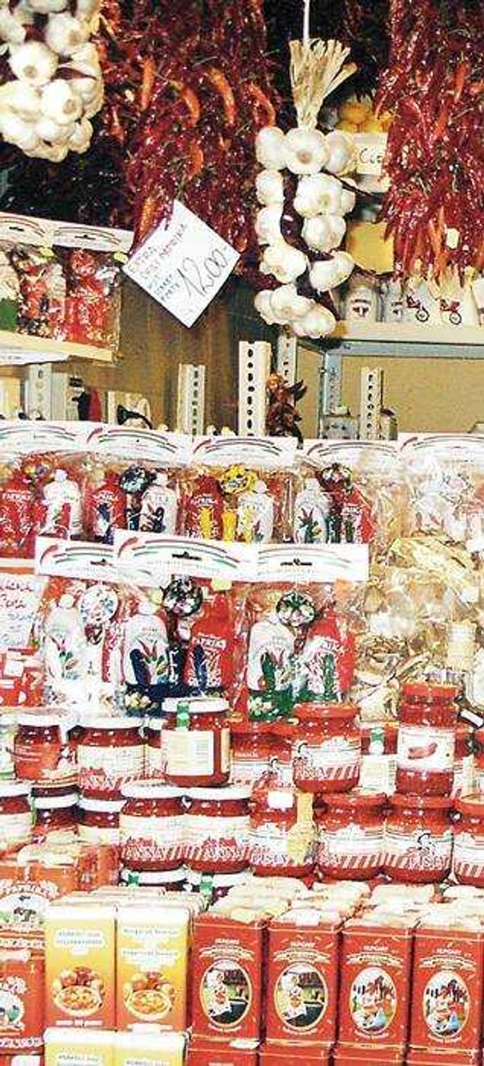 A display of spices at the Central Market Hall in Budapest, Hungary.