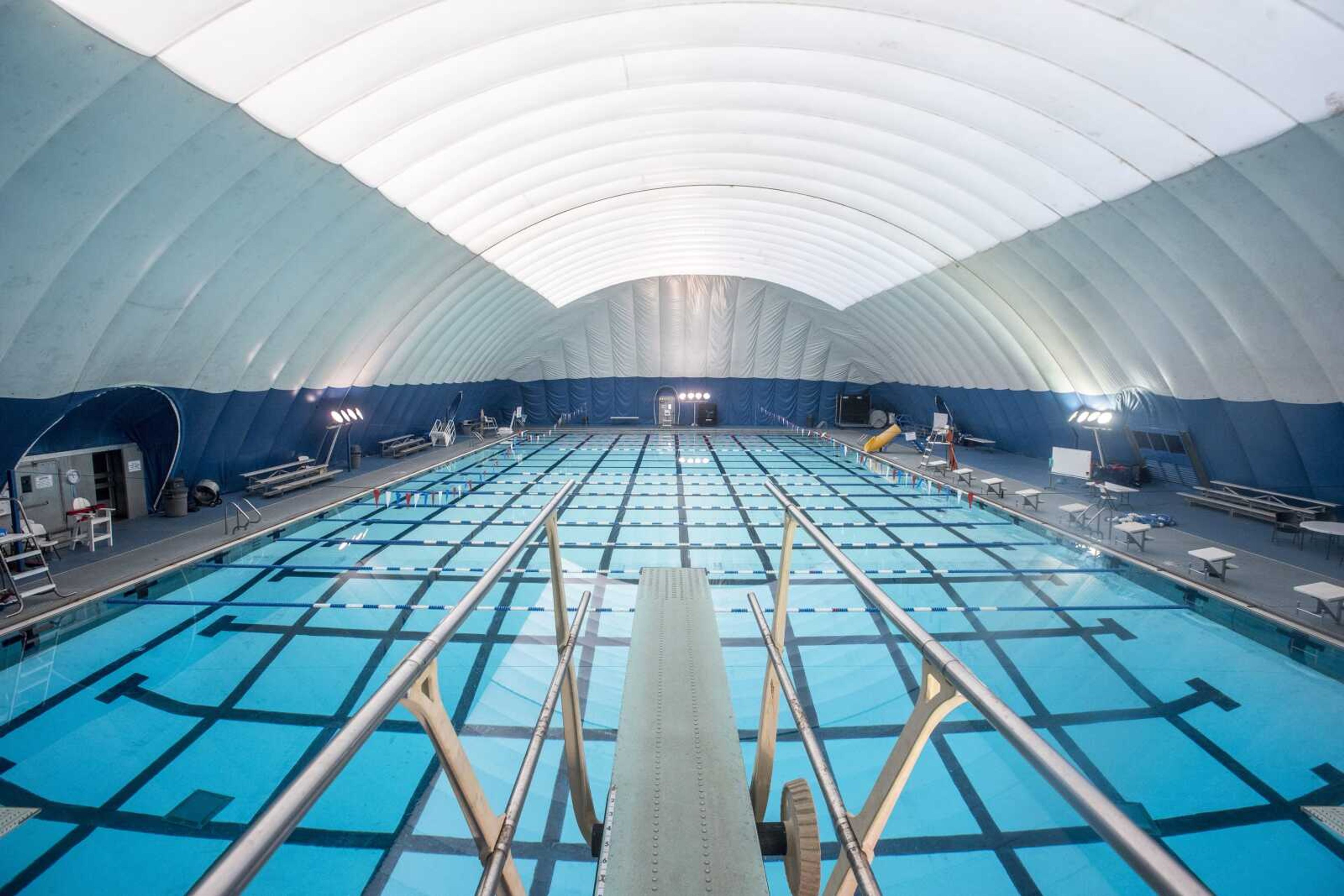 The interior of Central Municipal Pool is seen from atop the high-dive Jan. 3, 2019.