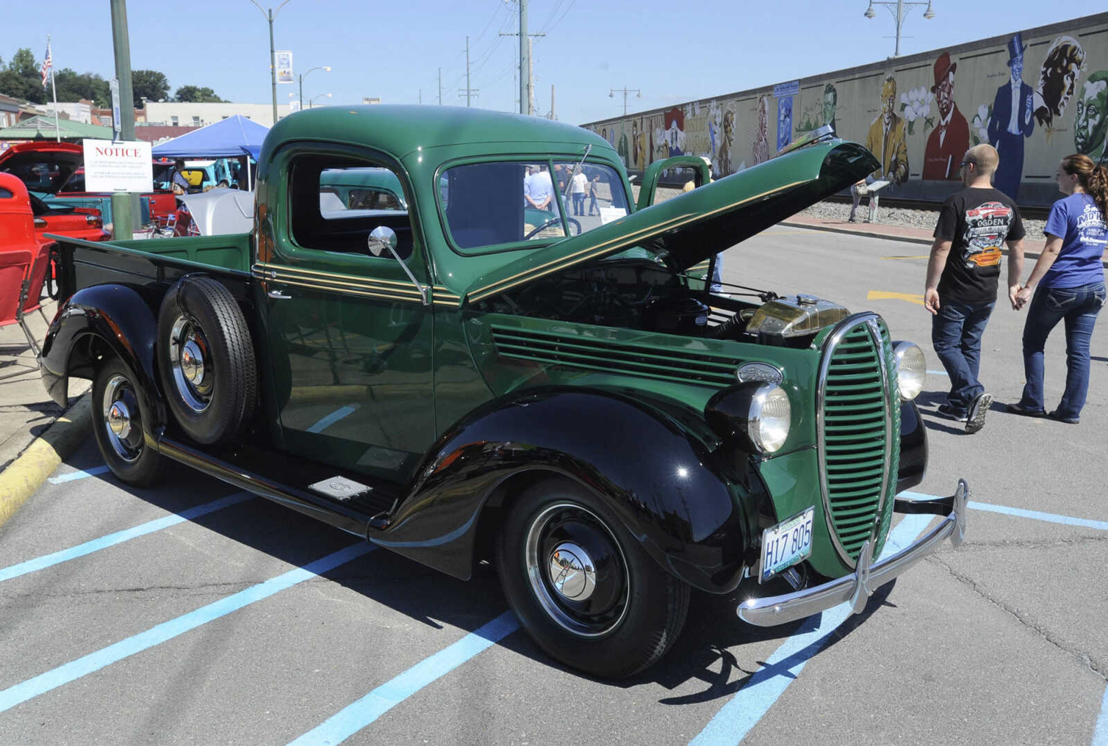 A 1938 Ford pickup owned by Harold Miller of Perryville, Missouri is on display at the River Tales Classic Car Show on Sunday, Sept. 14, 2014 in Cape Girardeau.