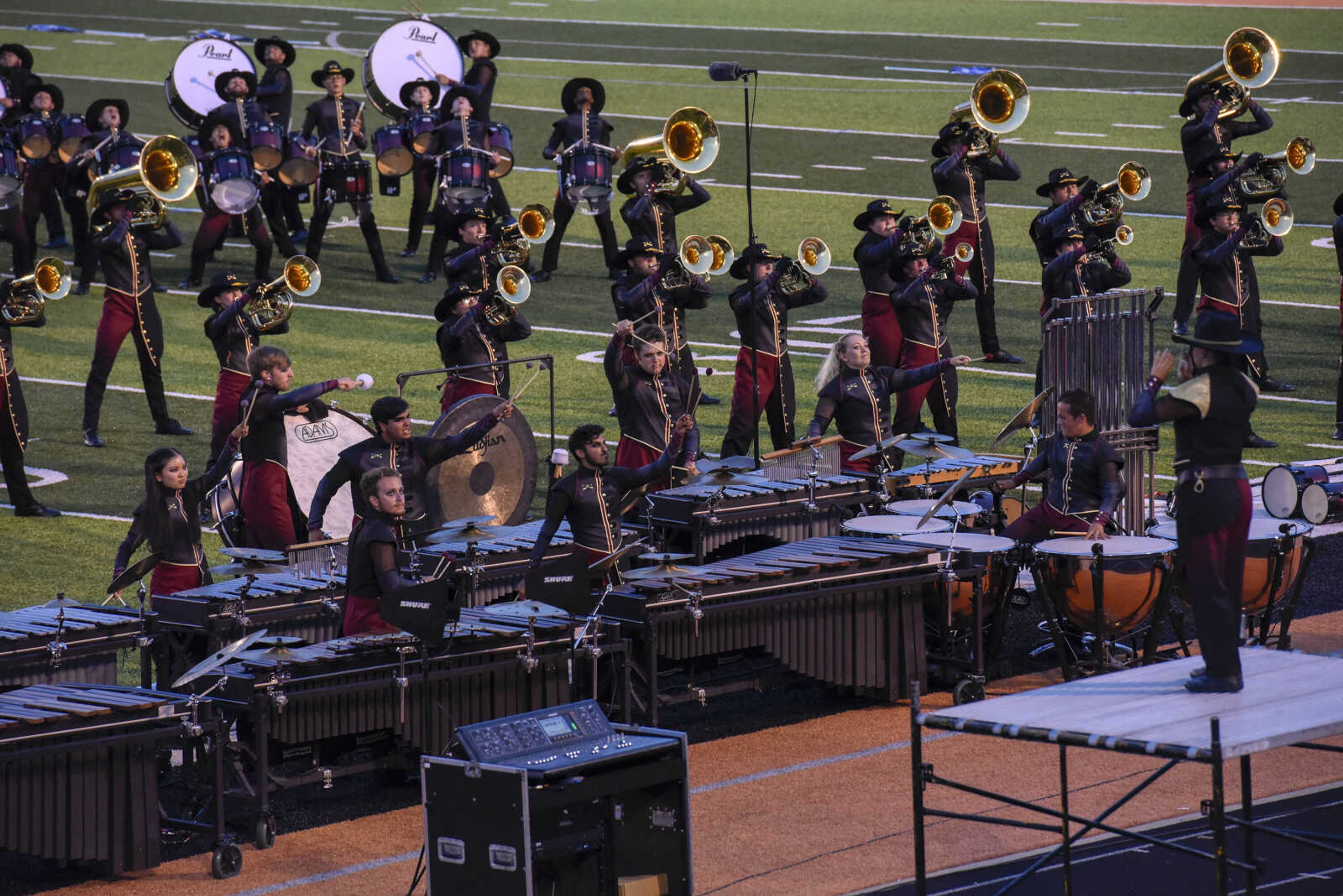 Troopers from Casper, Wyoming perform during the Drum Corps International program "Drums Along the Mississippi" at the Cape Central High School field Tuesday Aug. 10, 2021.