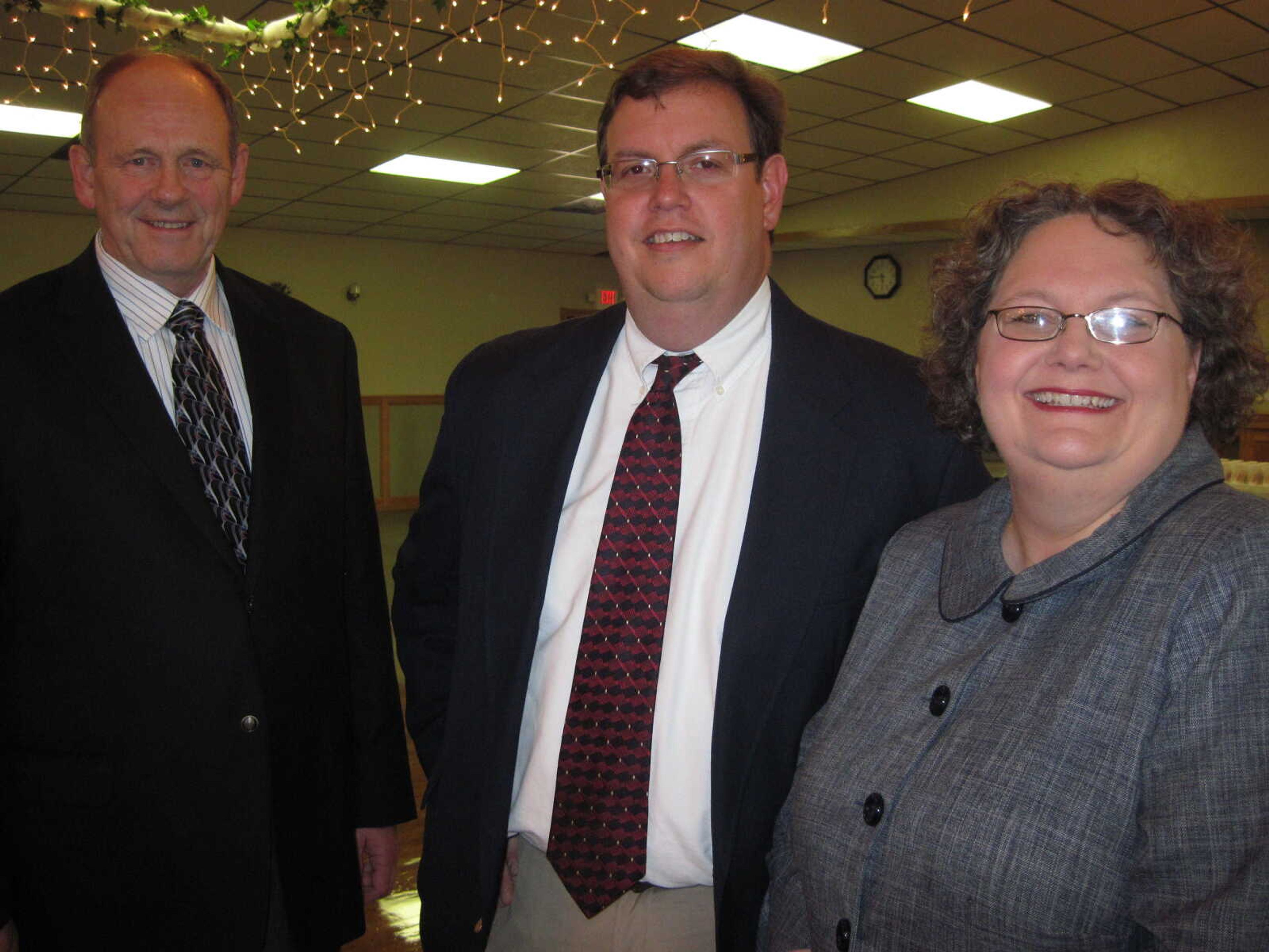 BRIAN BLACKWELL ~ bblackwell@semissourian.com 

Larry Hall, Rodney Pensel and Pam Pensel attended the Jackson Chamber of Commerce Educator of the Year Banquet at the Knights of Columbus Hall in Jackson on Thursday, April 8, 2010.