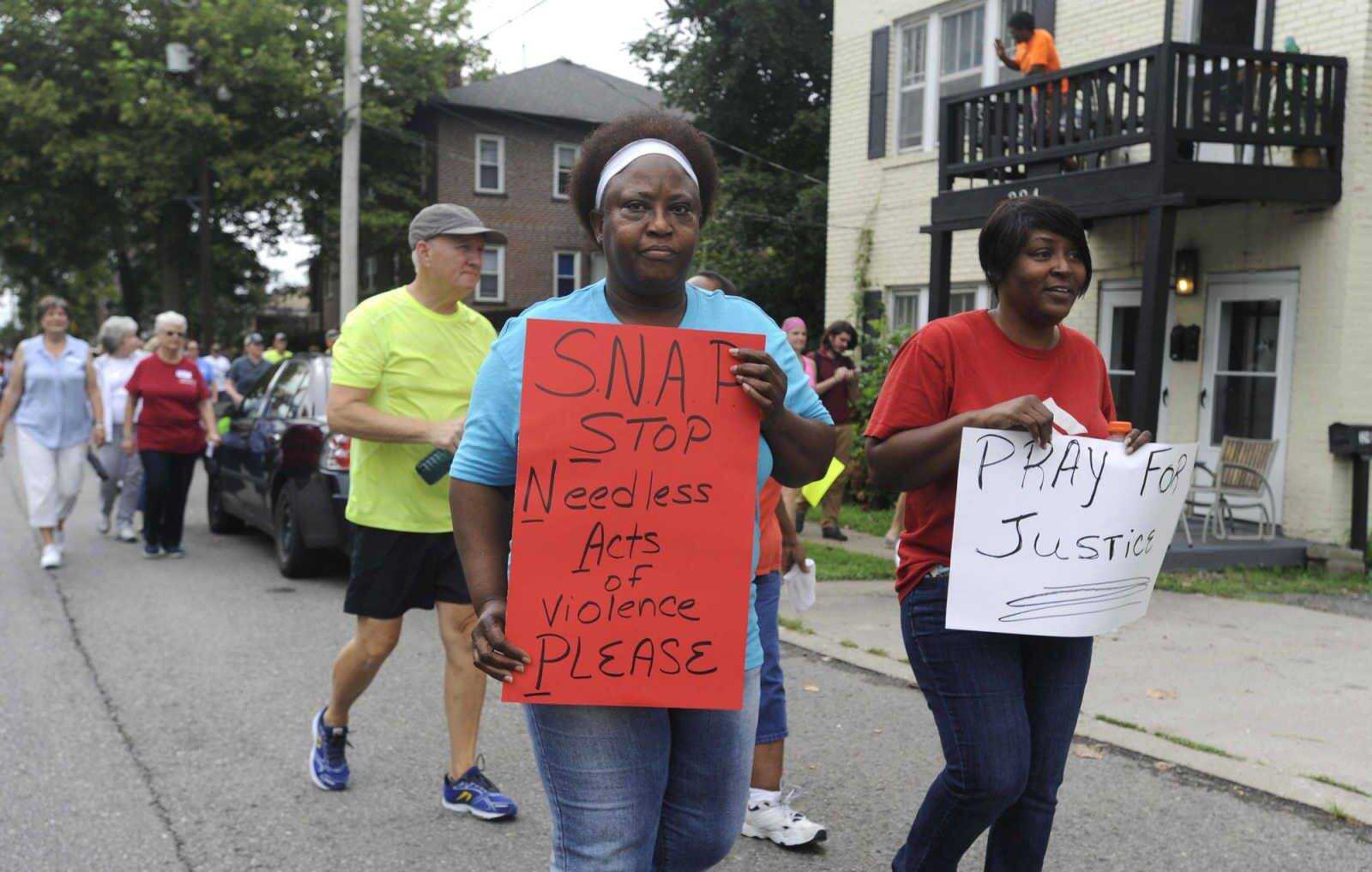 The Stop Needless Acts of Violence Please (SNAP) prayer march July 30, 2016, in Cape Girardeau.