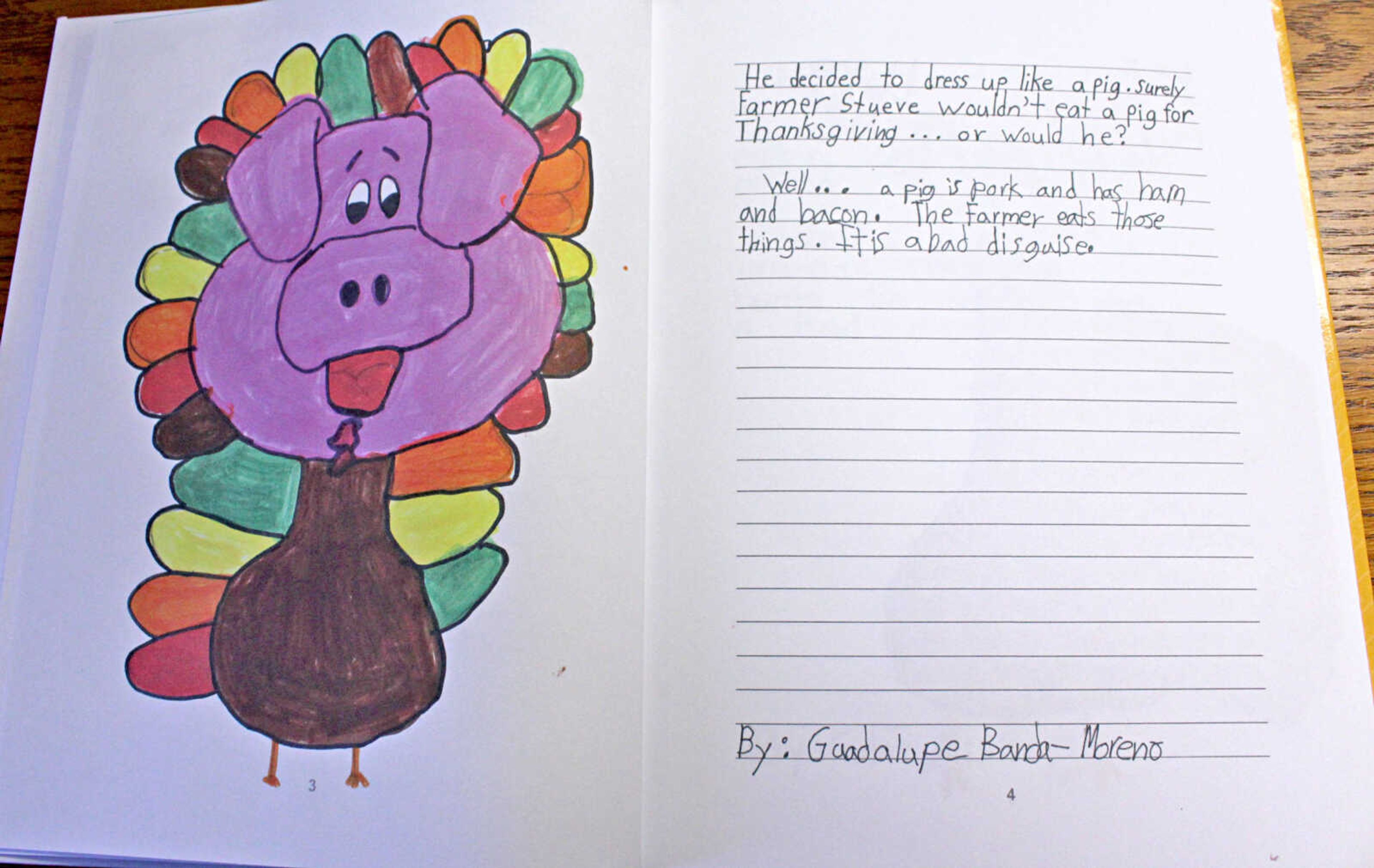 Author Guadalupe Banda-Moreno decided her pig disguise for Turkey was a bad idea.