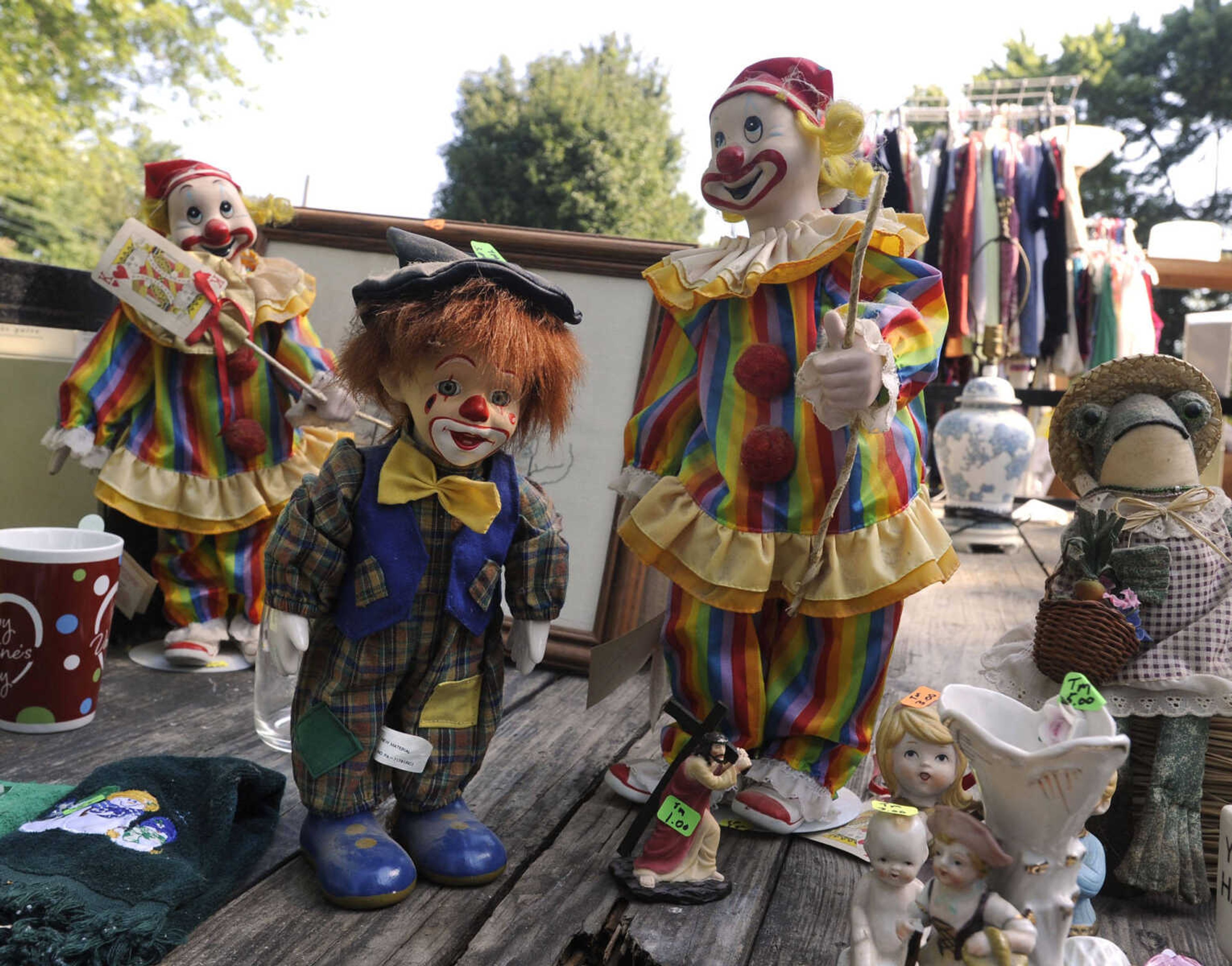 Circus figures are offered for sale during the Highway 61 Yard Sale Saturday, Aug. 31, 2013 in Jackson.