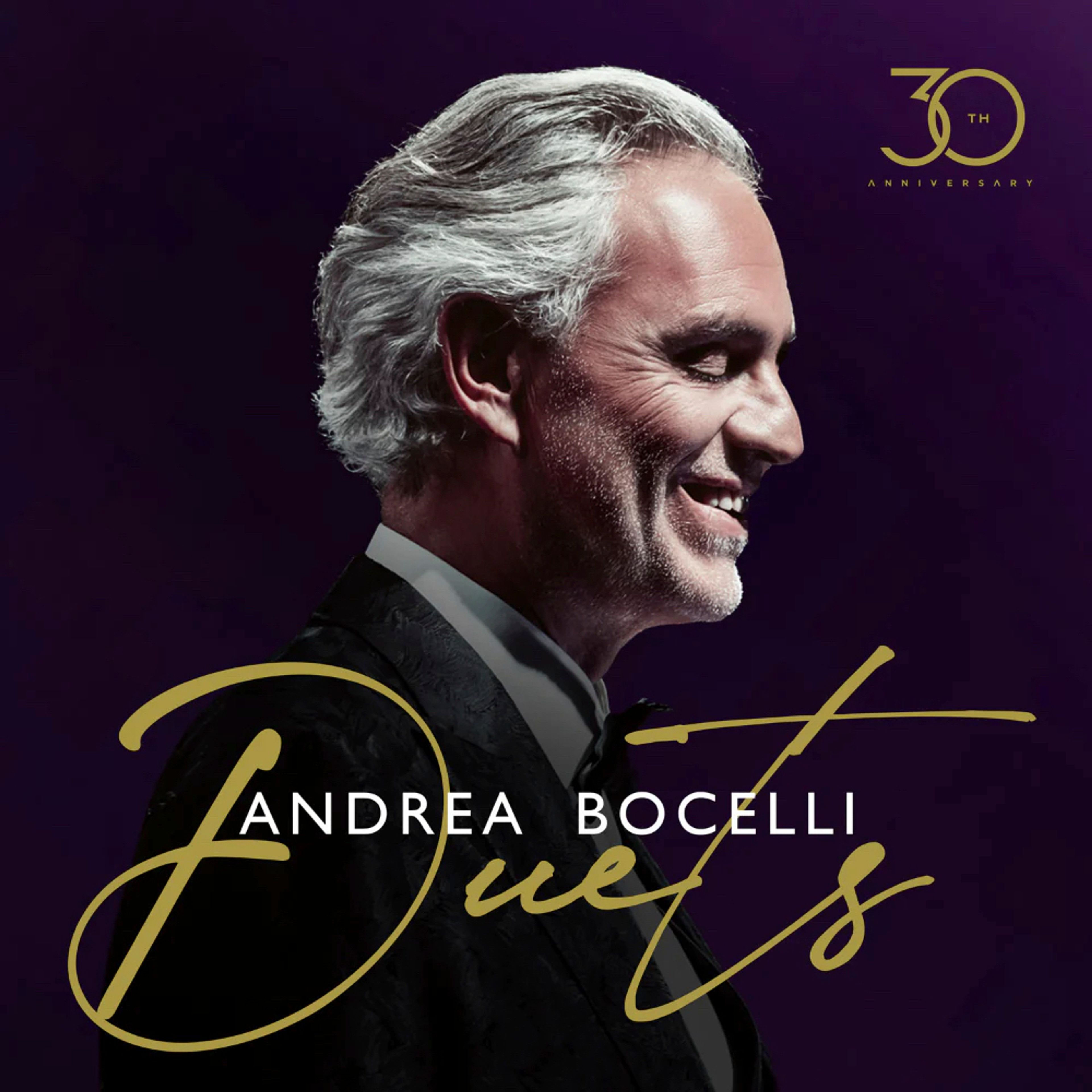 This album cover image shows "Duets" by Andrea Bocelli. (Decca-Sugar Music via AP)