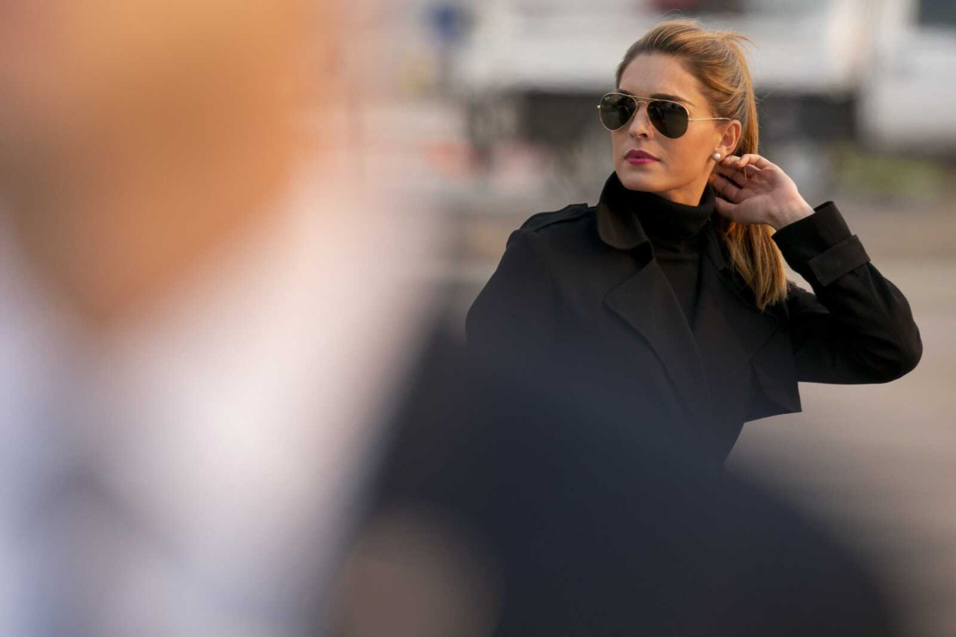 Counselor to the president Hope Hicks arrives with President Donald Trump at Reno-Tahoe International Airport on Sept. 12 in Reno, Nevada.