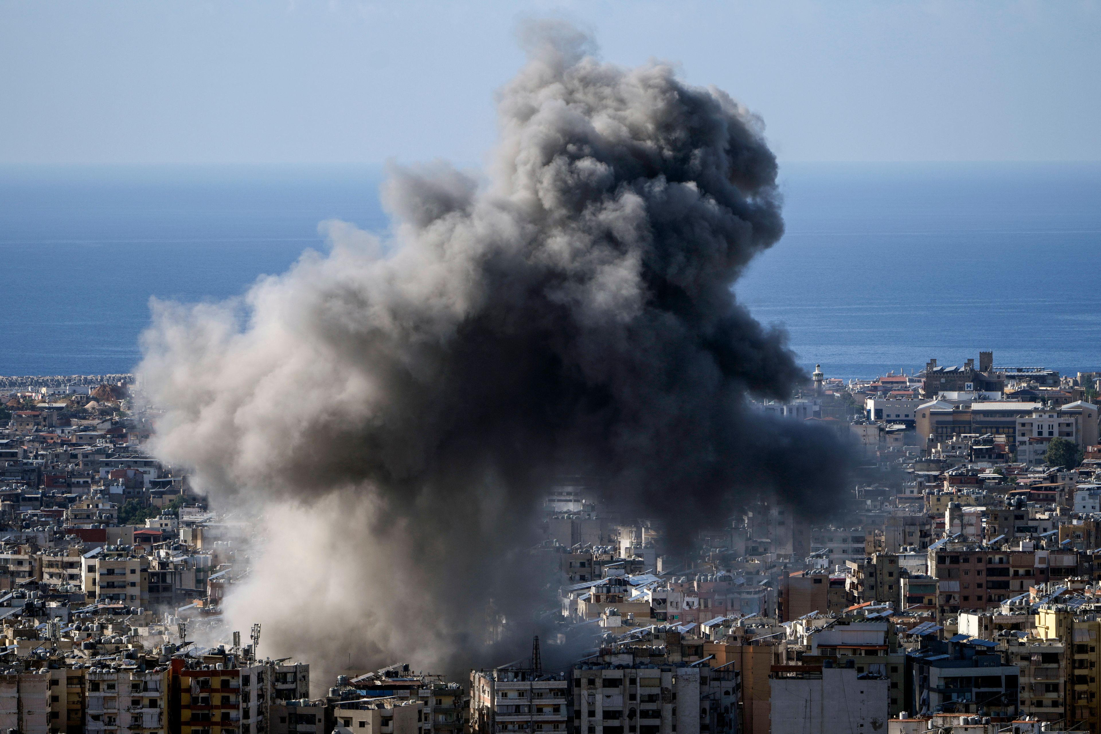 Smoke rises after an Israeli airstrike on Dahiyeh, in the southern suburb of Beirut, Lebanon, Saturday, Nov. 16, 2024. (AP Photo/Bilal Hussein)