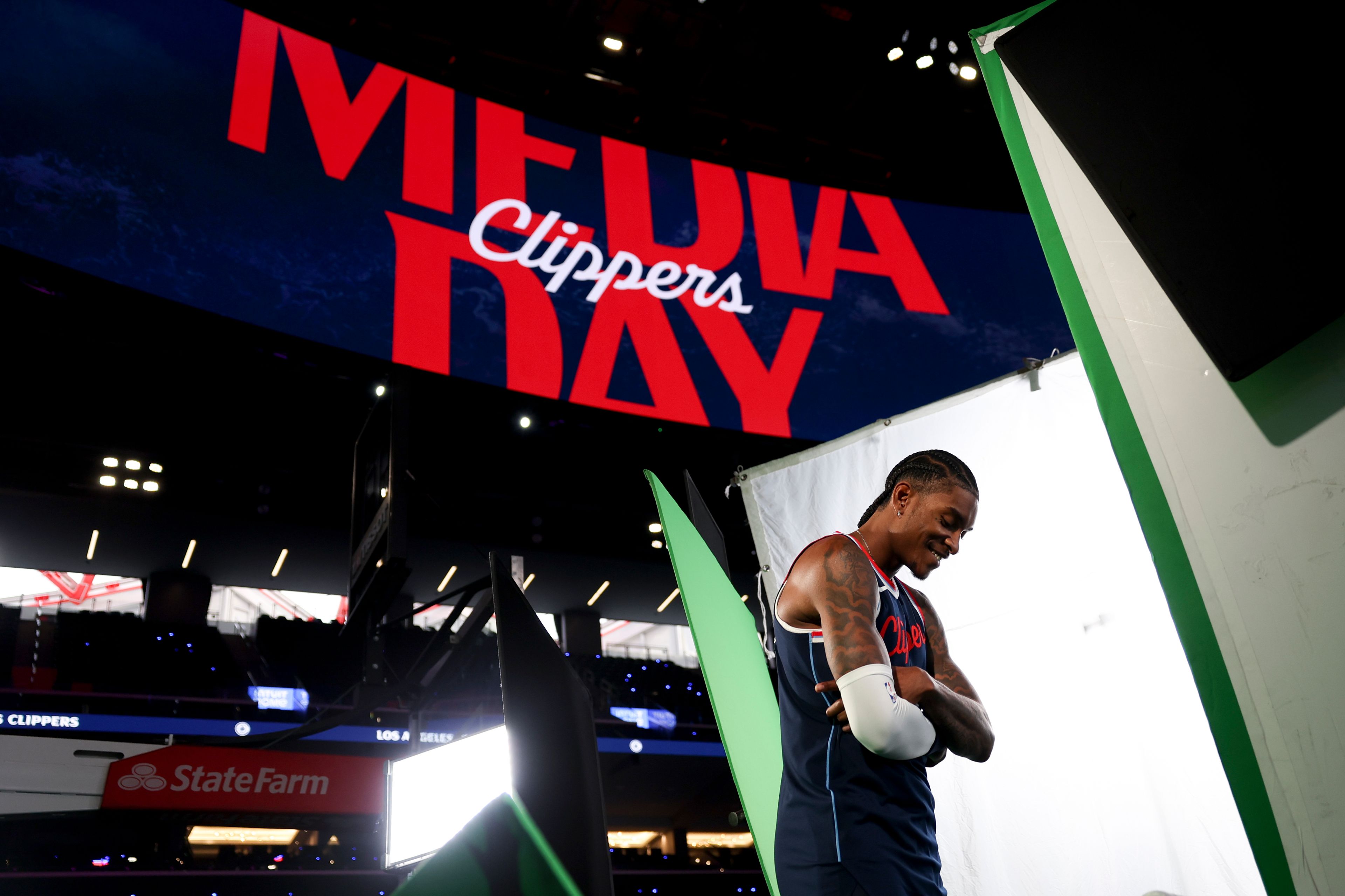 LA Clippers guard Kevin Porter Jr. poses during the NBA basketball team's media day, Monday, Sept. 30, 2024, in Inglewood. (AP Photo/Ryan Sun)