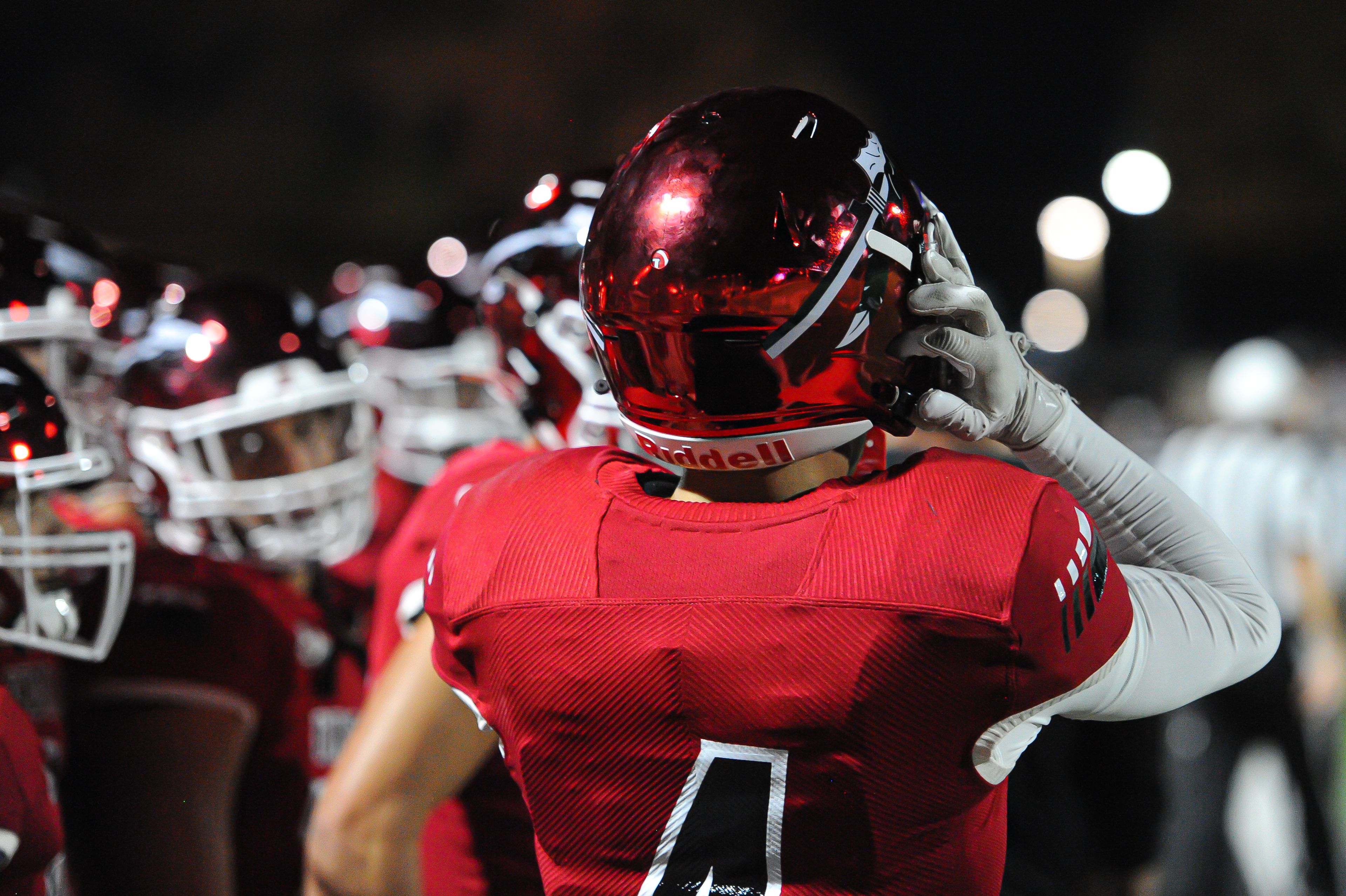 Jackson's Kai Crowe stands on the sideline before a Friday, October 25, 2024 game between the Jackson Indians and the Festus Tigers at "The Pit" in Jackson, Mo. Jackson defeated Festus, 43-7.