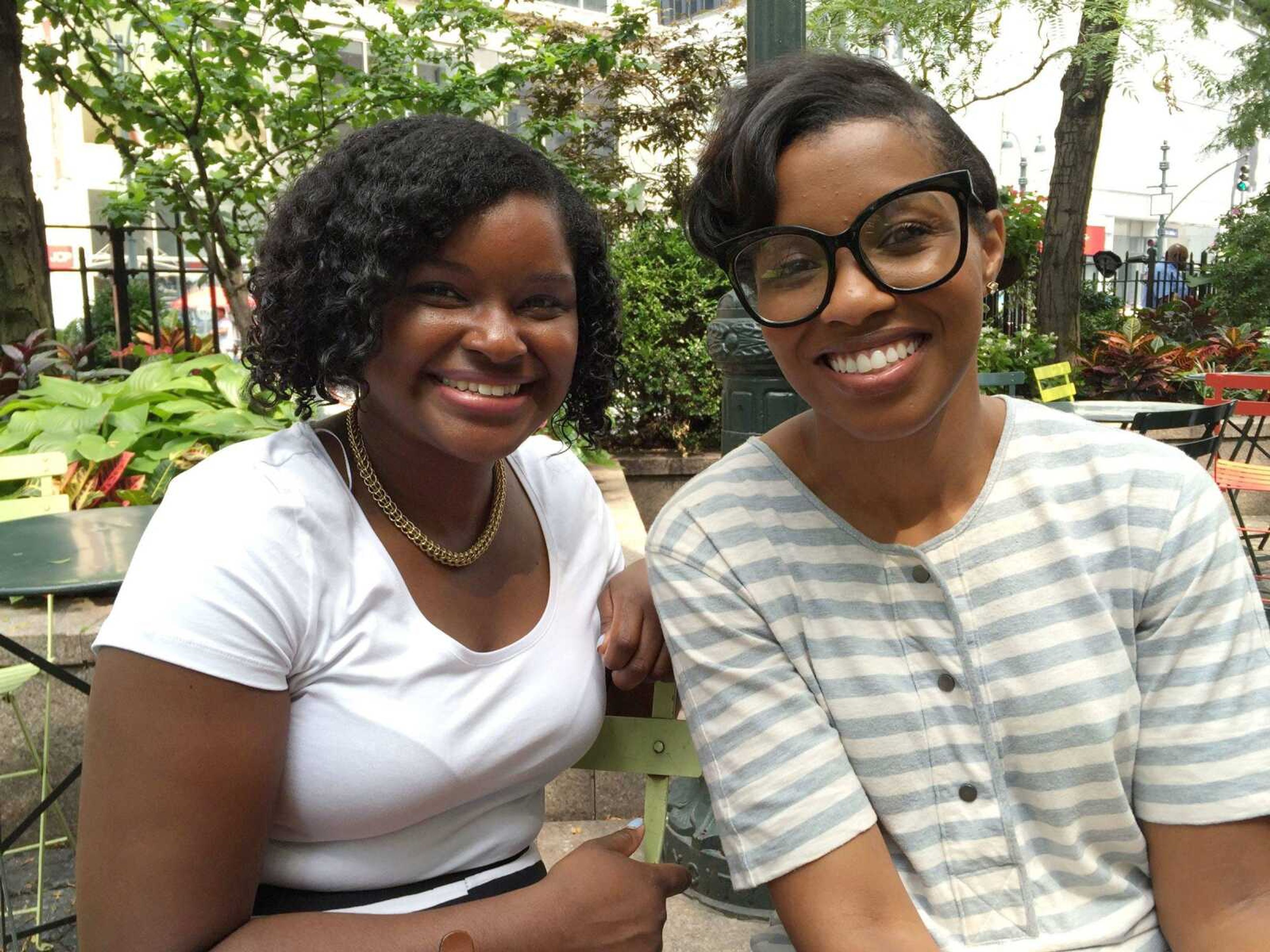 Anjunelly Jean-Pierre, left, and her sister, Rachel Jean-Pierre, pose for a photo July 30 in New York.