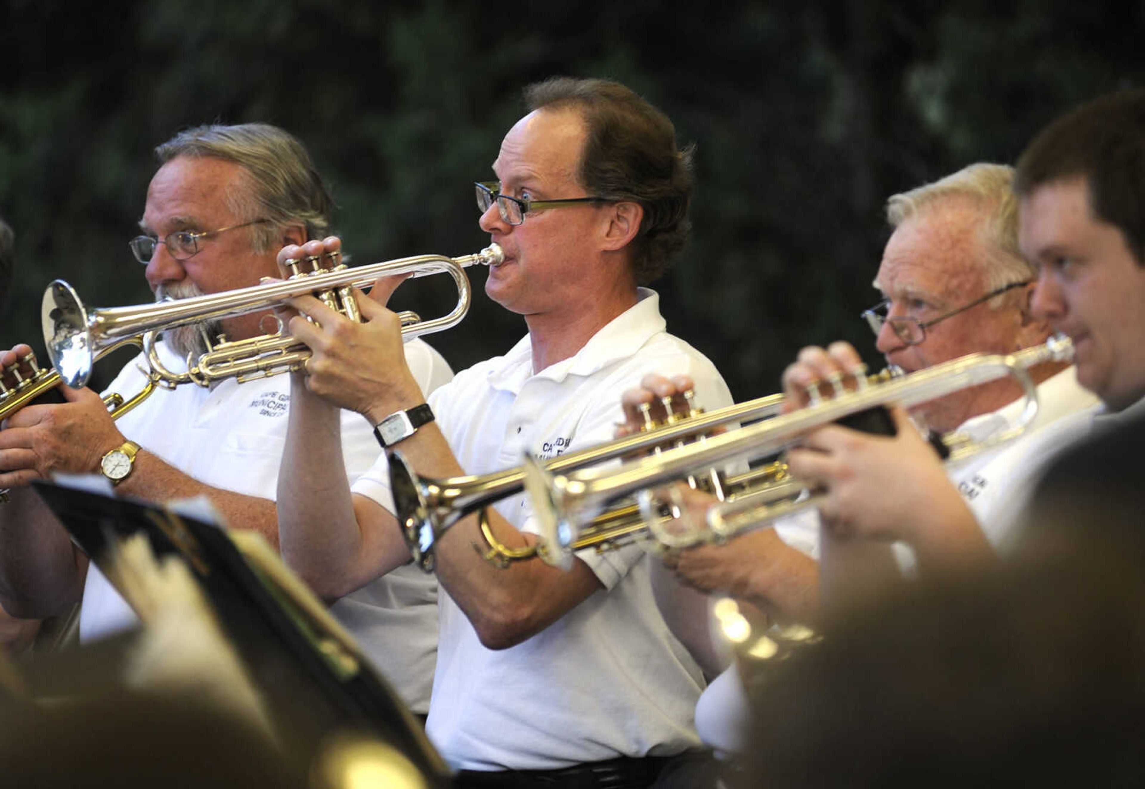 Trumpeters perform with the Cape Girardeau Municipal Band.