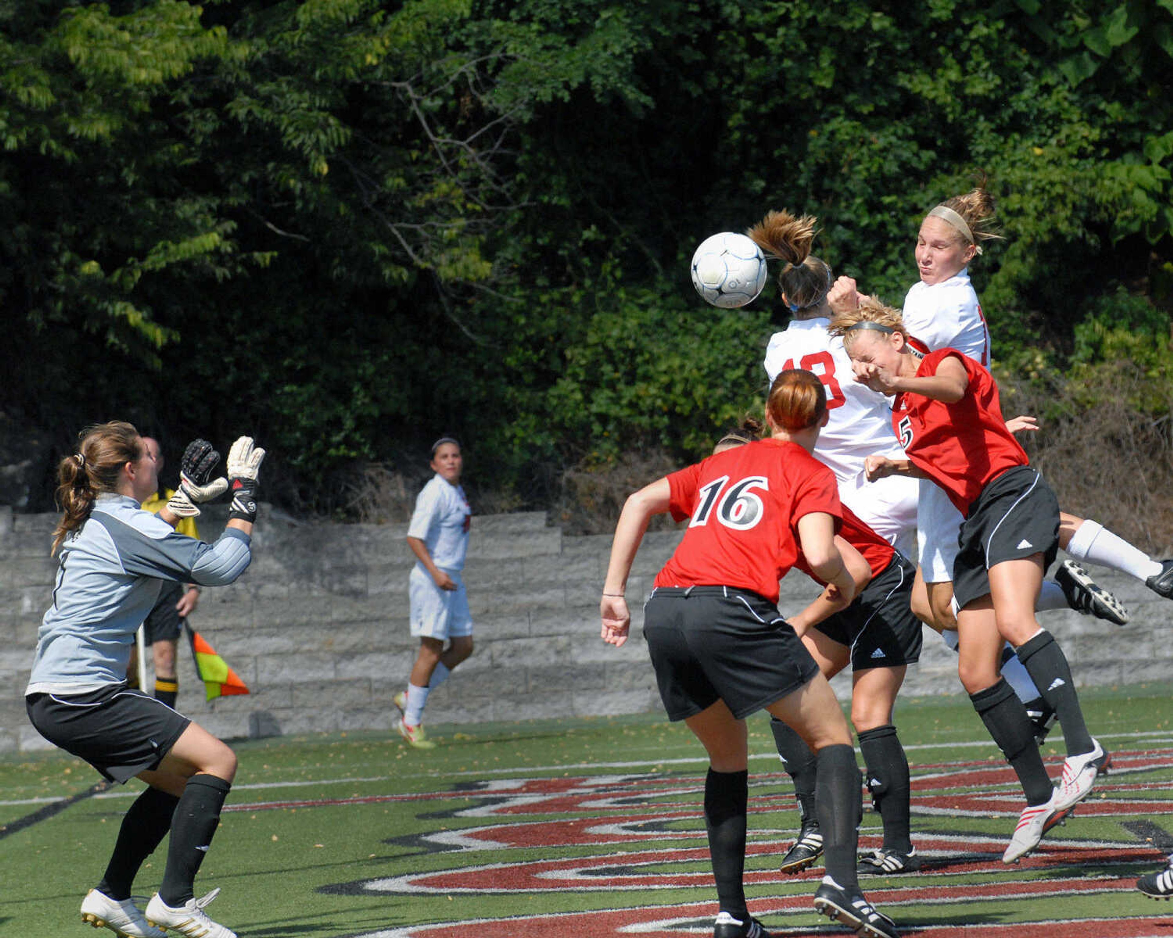 Redhawks' Bobbi Jo Schlick with the game-winning header.