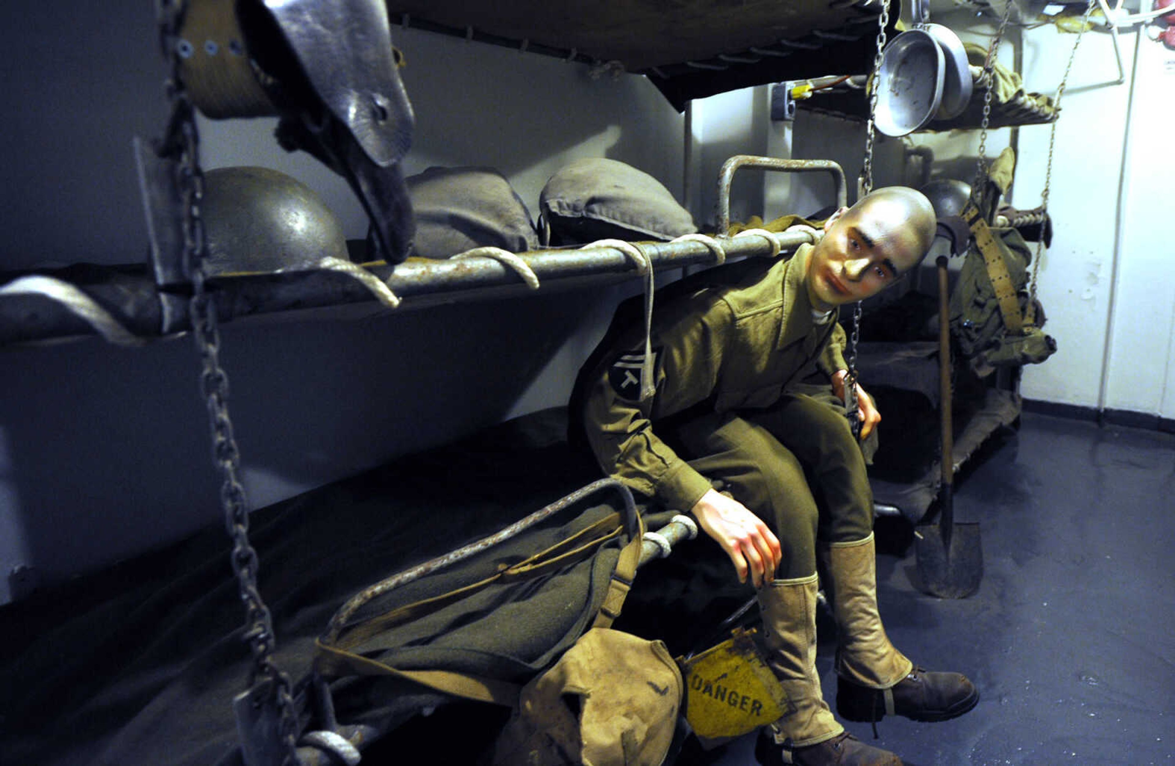 A crew bunk display on the USS LST 325 are seen Thursday, Sept. 29, 2016 at Riverfront Park in Cape Girardeau.