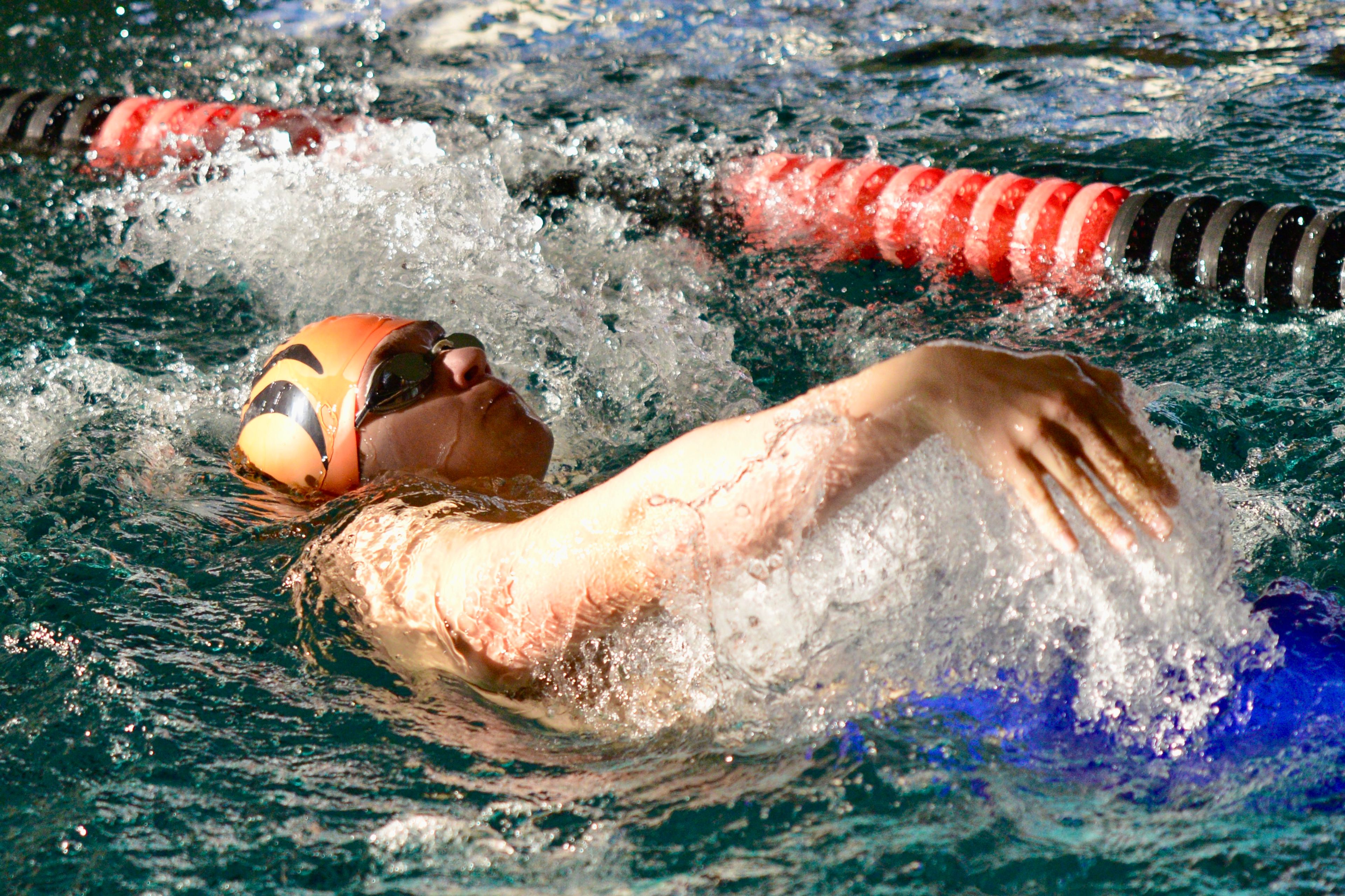 Cape Central’s Phineas Theall swims in the Rec Relays on Monday, Oct. 21, at the SEMO Recreation Center. 