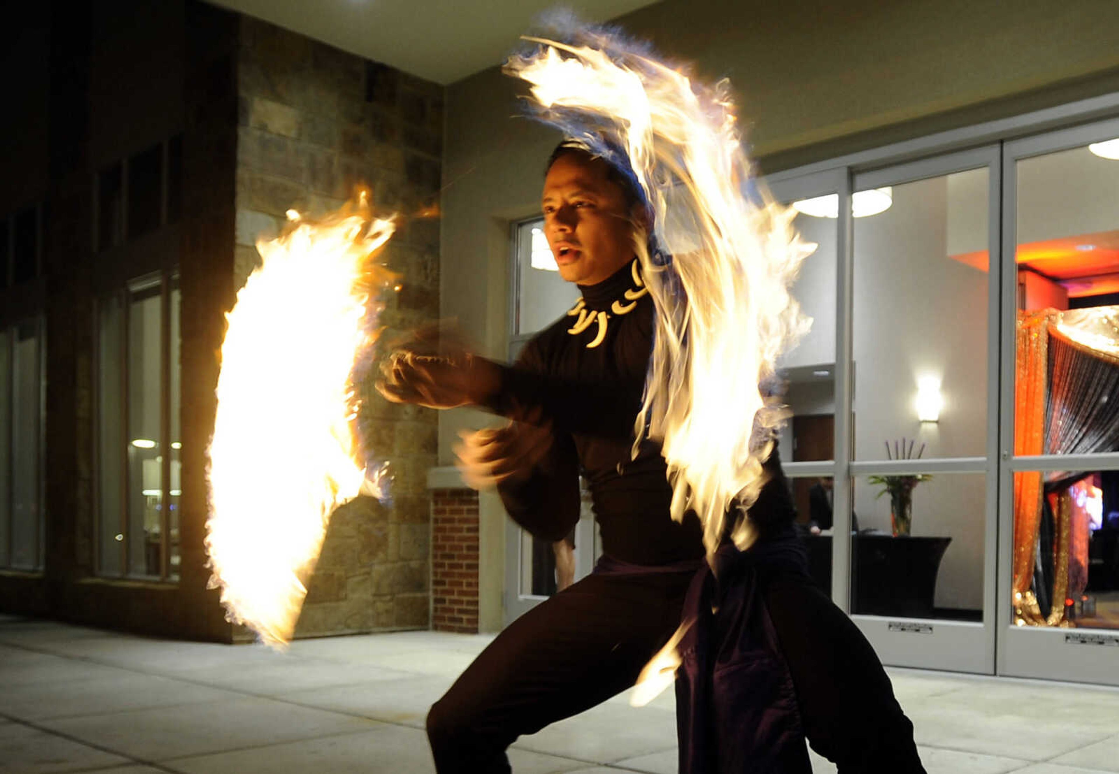 FRED LYNCH ~ flynch@semissourian.com
Fire dancer Jay Geverola with Aloha Chicago Entertainment performs Saturday, Jan. 20, 2018 before the SoutheastHEALTH Foundation Journey Gala at Drury Plaza Conference Center.