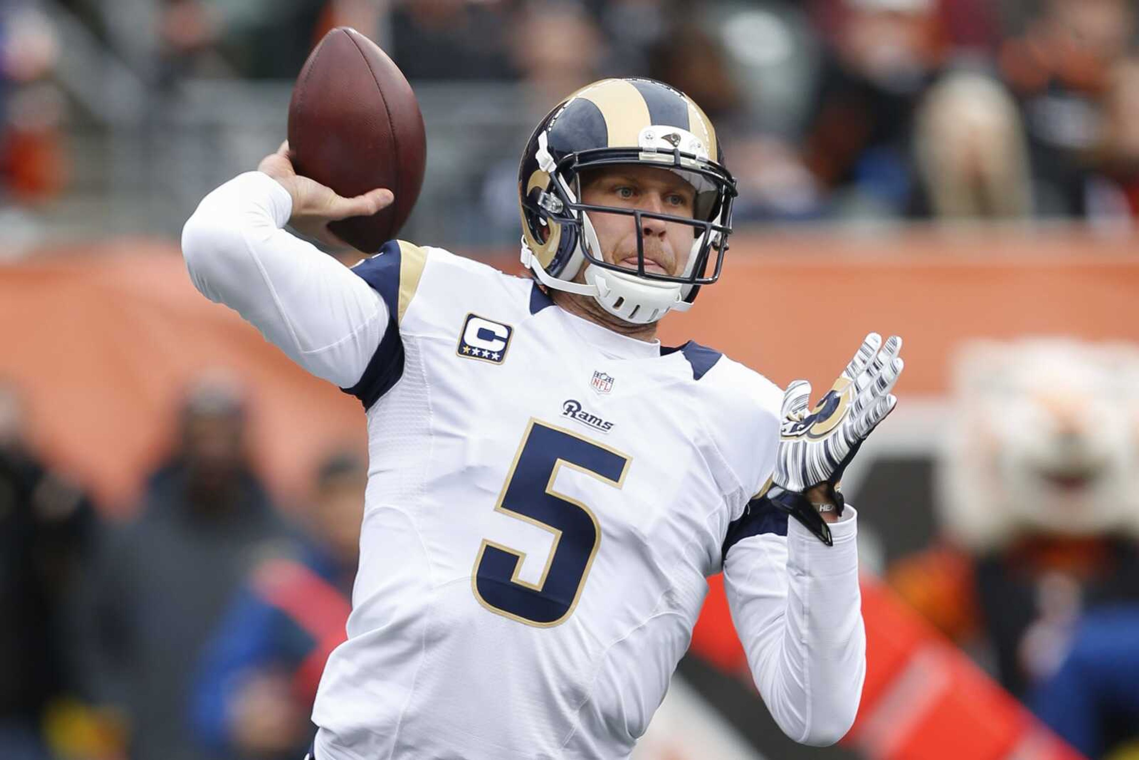 Rams quarterback Nick Foles prepares to pass in the first half against the Bengals on Sunday in Cincinnati. (Frank Victores ~ Associated Press)