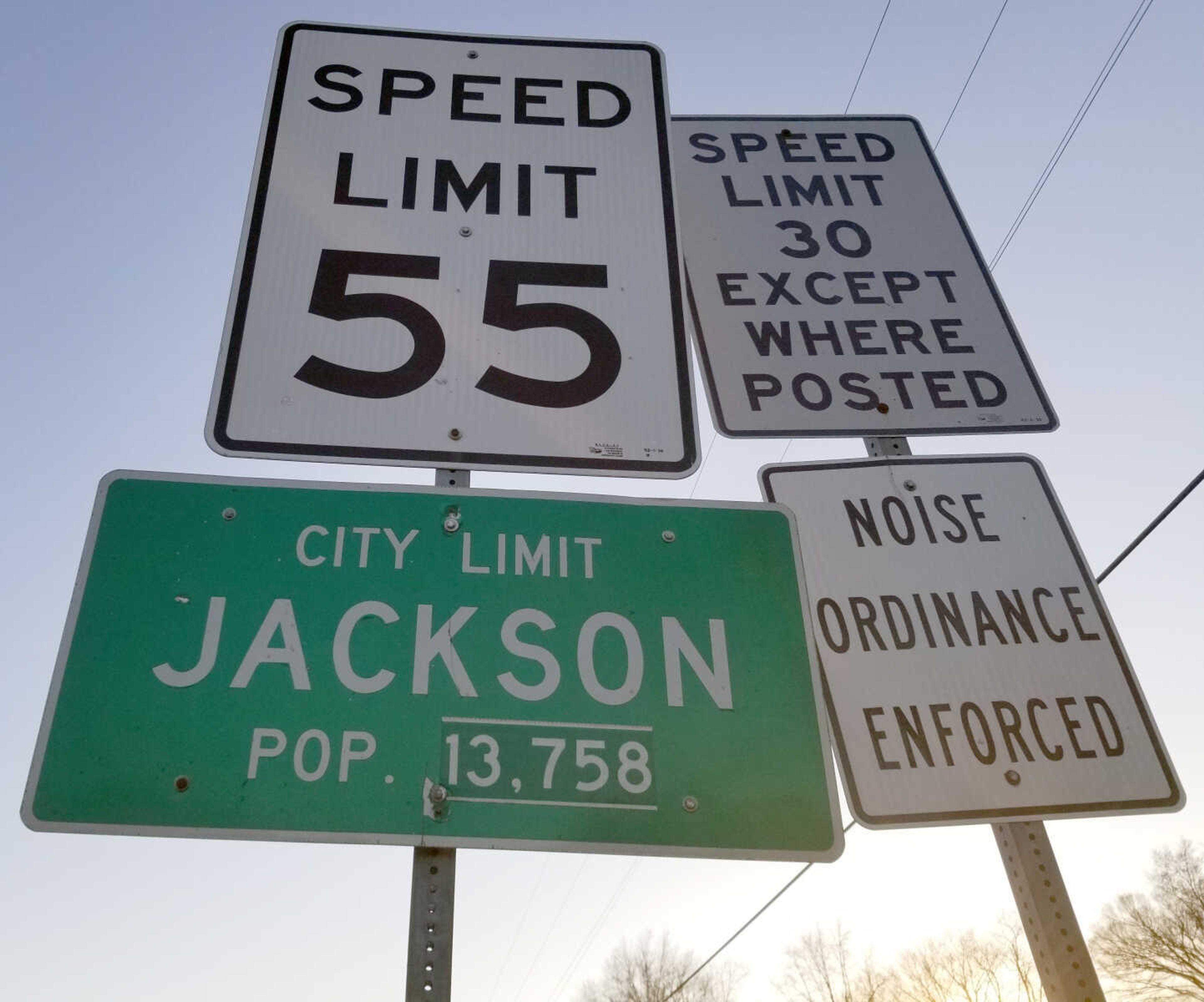 A city limit sign along North High Street (U.S. 61) in Jackson on Monday, Nov. 21. Missouri Department of Transportation officials said, in compliance with national standards, future "Welcome" signs will not contain population figures. Limiting distracted driving is part of the rationale, said Mark Croarkin, MoDOT's Southeast District Engineer.