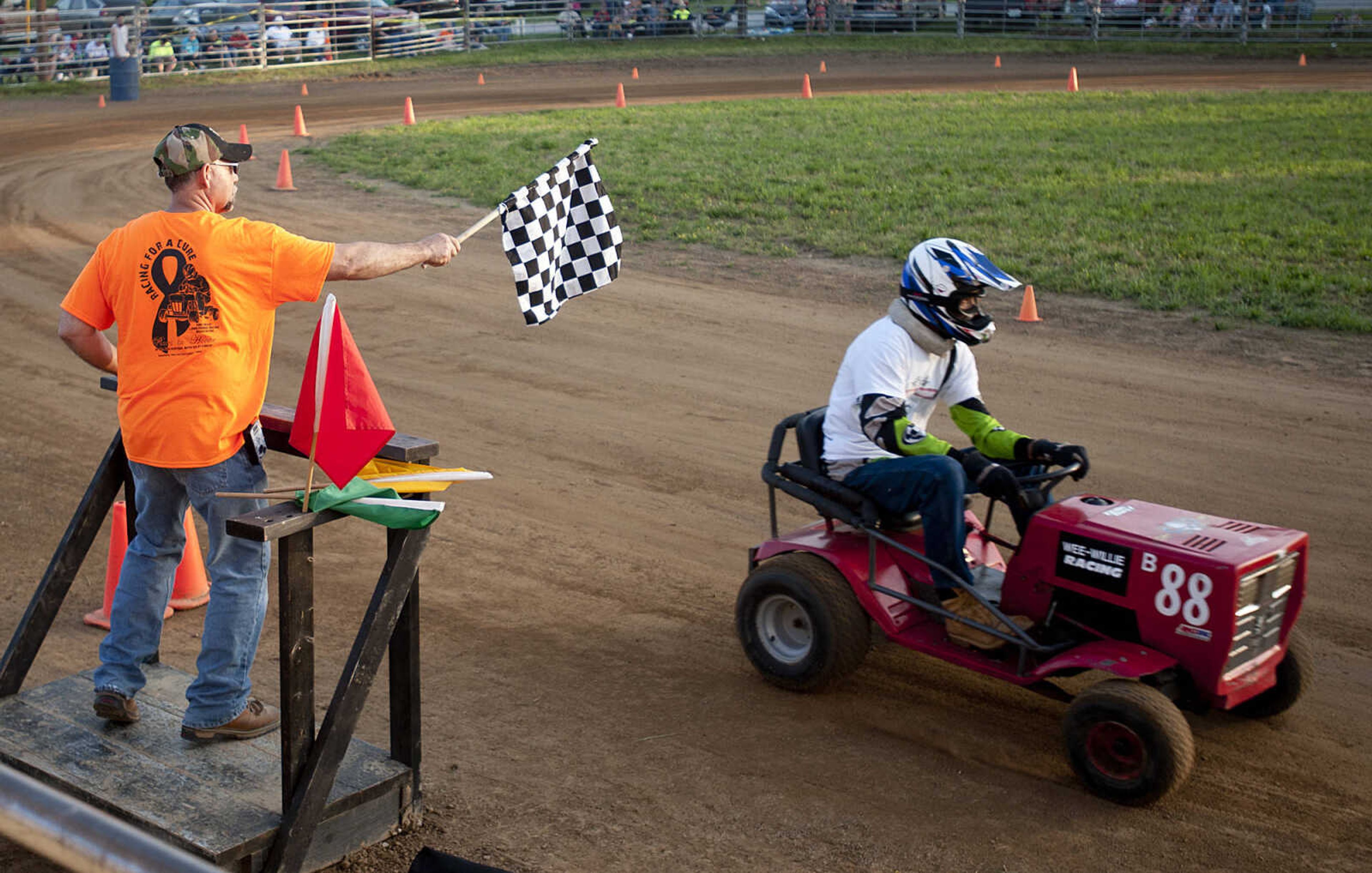 The Southeast Missouri Lawnmower Racing Association's Racing for a Cure presented by the Patton Lions Club at the Patton Saddle Club Saturday, May 10, in Patton, Mo. Proceeds from the event will go towards the Bollinger County Relay for Life.