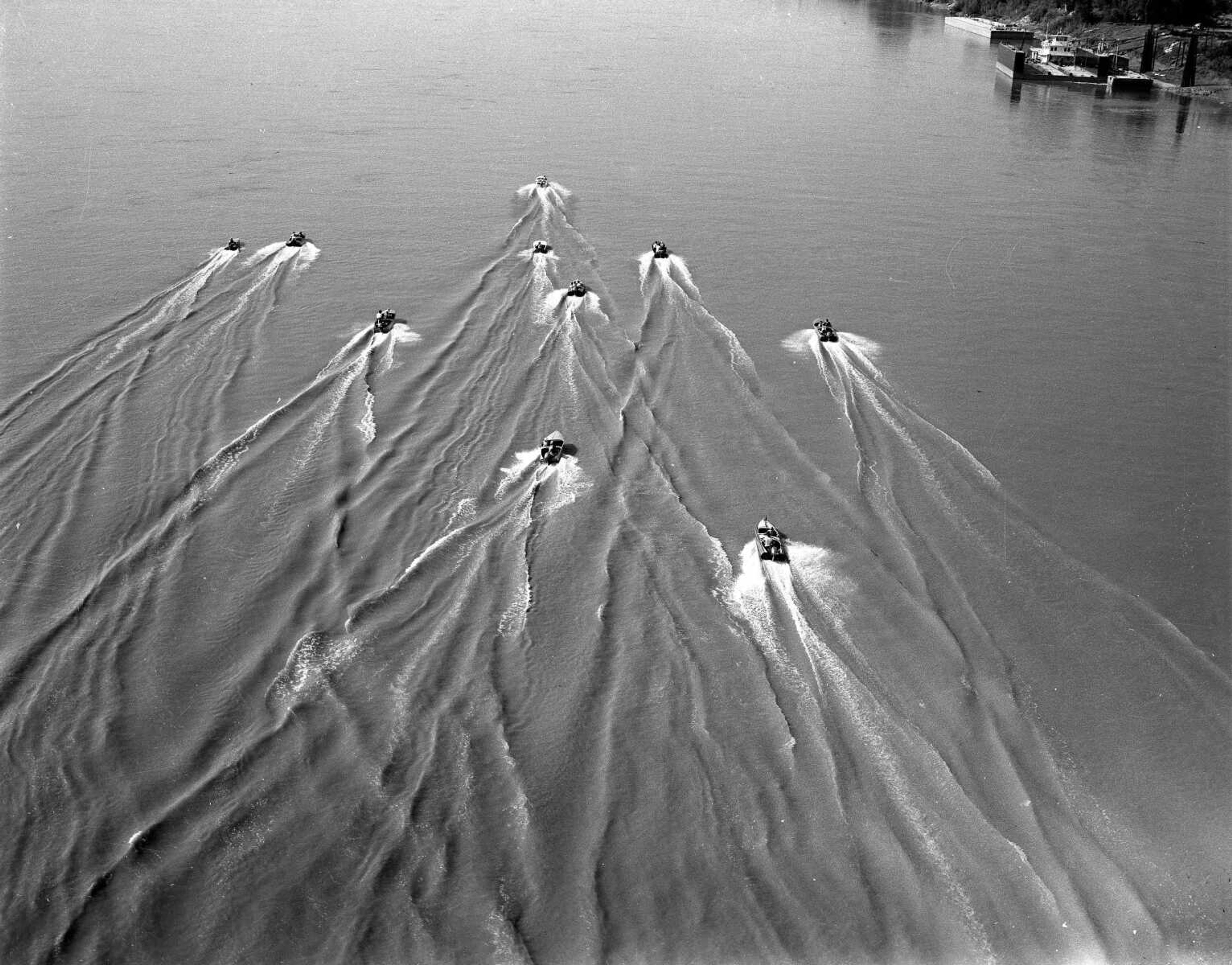 Boat races on the Mississippi River. Undated. (Missourian archives photo by G.D. "Frony" Fronabarger)