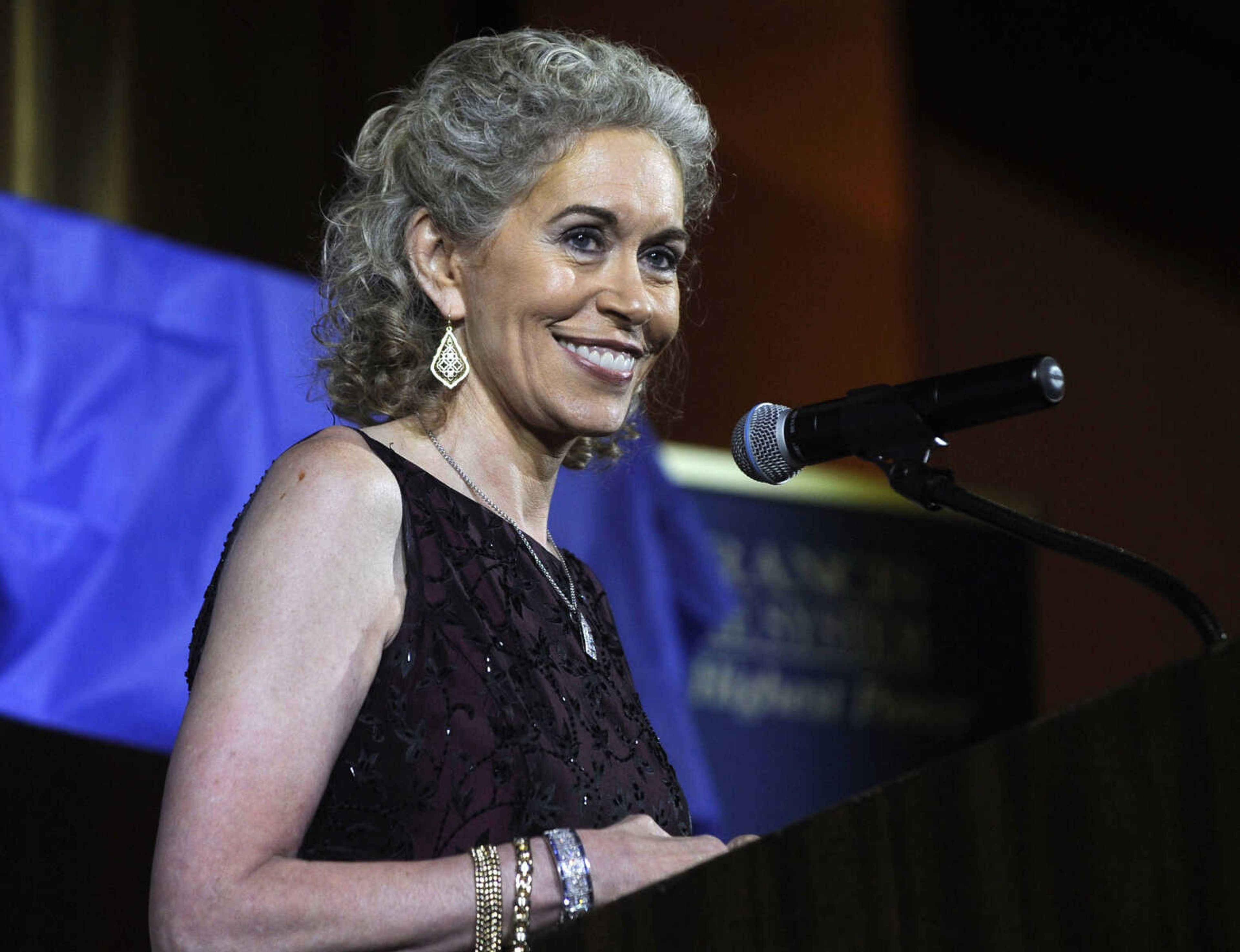 FRED LYNCH ~ flynch@semissourian.com
Maryann Reese, Saint Francis Healthcare System executive vice president and chief operating officer, speaks Thursday, Aug. 17, 2017 at a retirement reception for Saint Francis president and CEO Steven C. Bjelich at Isle Casino Event Center.