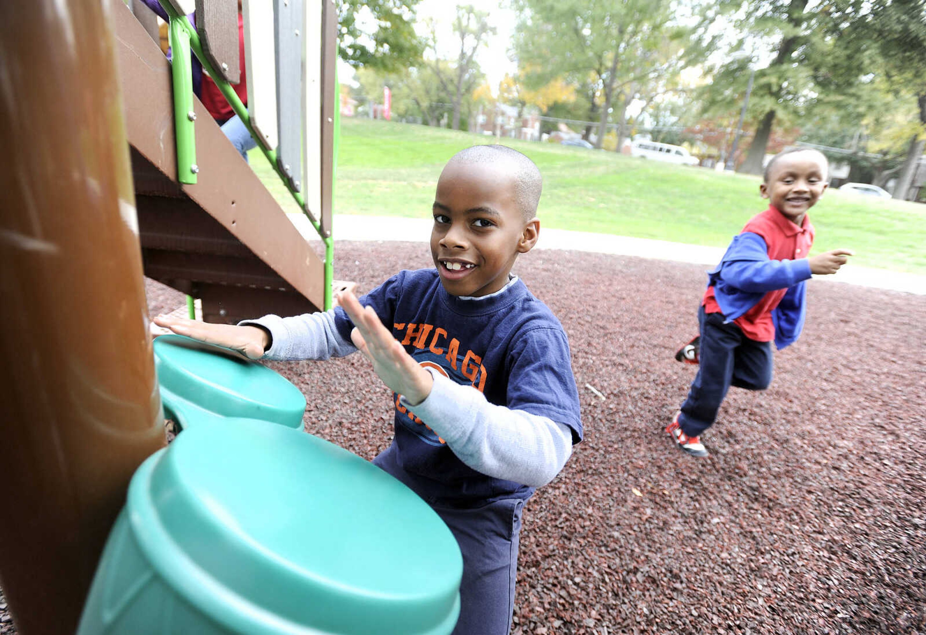 LAURA SIMON ~ lsimon@semissourian.com

Children test out the new playground at Capaha Park, Friday, Oct. 23, 2015, in Cape Girardeau.