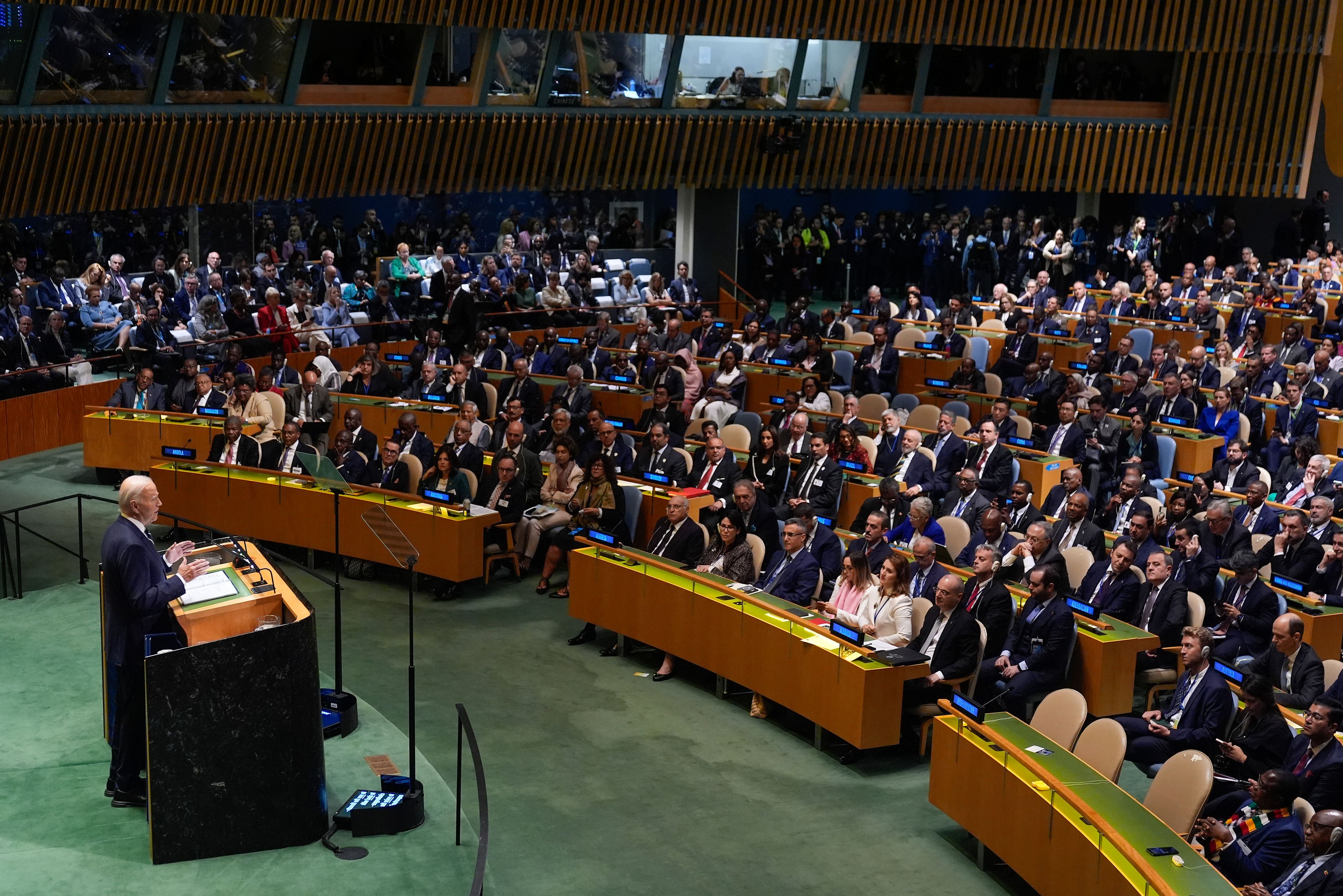 United States President Joe Biden addresses the 79th session of the United Nations General Assembly, Tuesday, Sept. 24, 2024, at UN headquarters. (AP Photo/Seth Wenig)