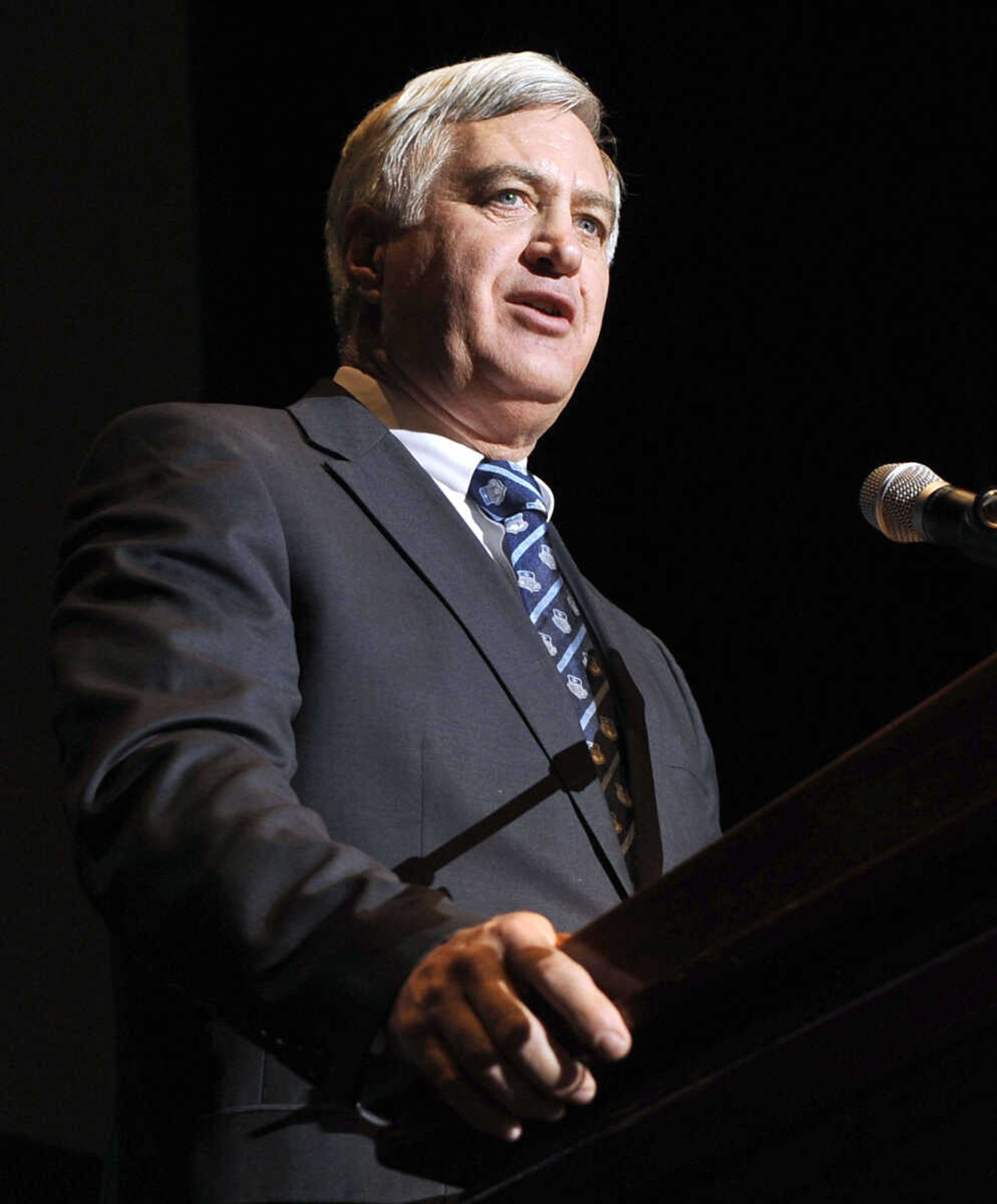 FRED LYNCH ~ flynch@semissourian.com
Dennis Vollink speaks after receiving the Rush H. Limbaugh Award from the Cape Girardeau Area Chamber of Commerce at its annual dinner Friday, Jan. 29, 2016 at the Show Me Center.