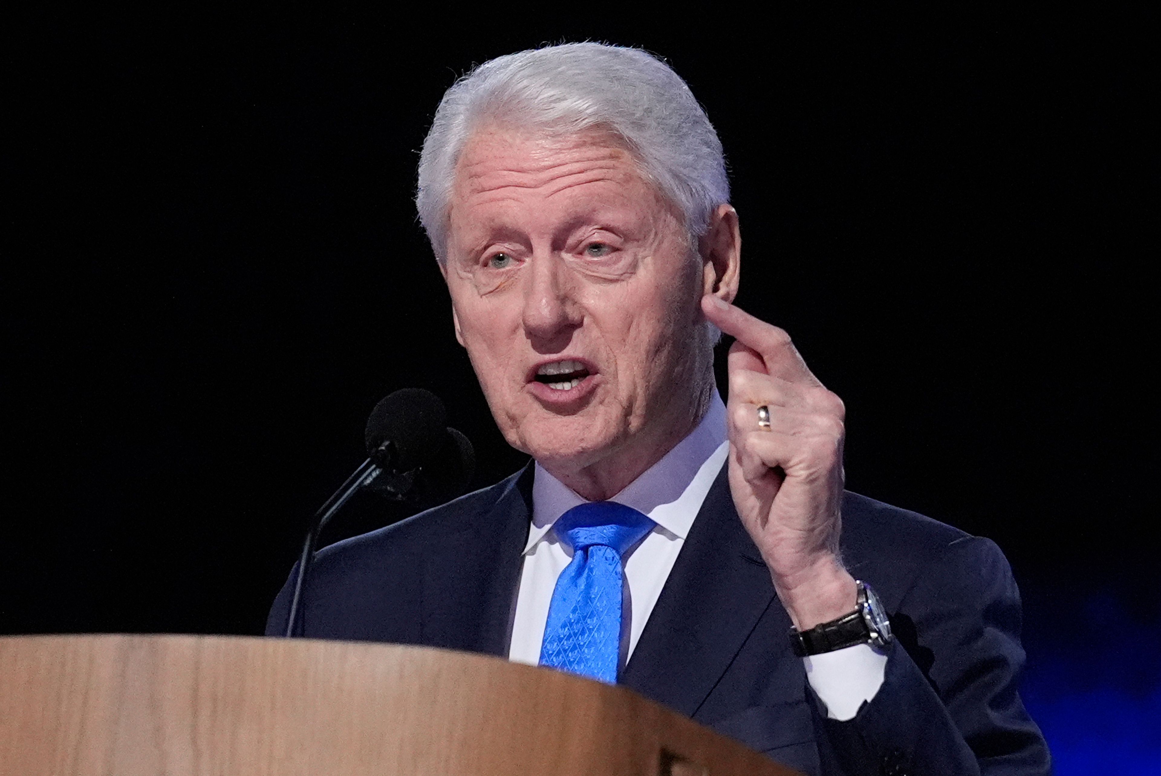 Former President Bill Clinton speaks during the Democratic National Convention Wednesday, Aug. 21, 2024, in Chicago. (AP Photo/Brynn Anderson)