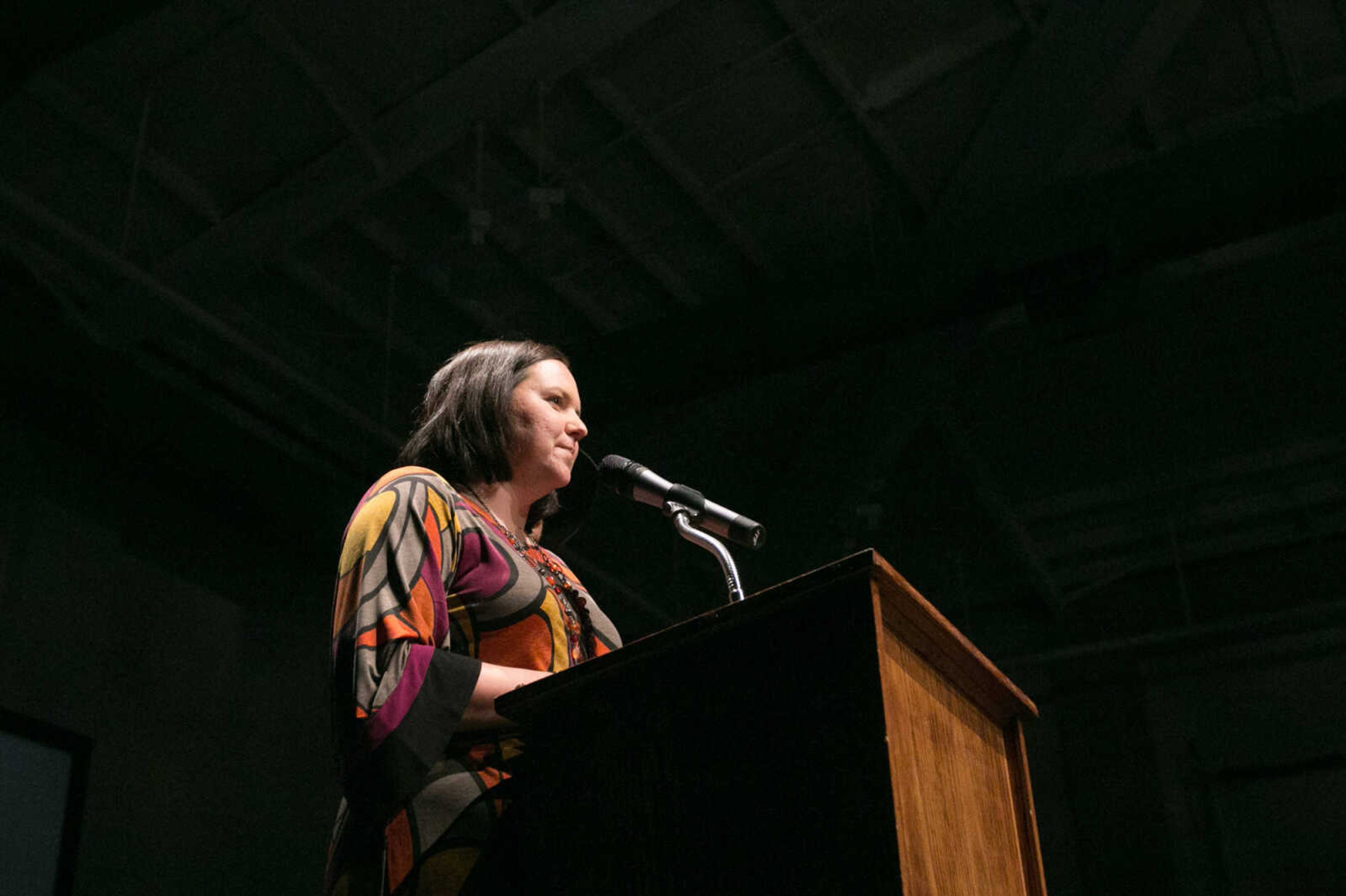 GLENN LANDBERG ~ glandberg@semissourian.com


Jessica Hill, Safe House for Women Executive Director, speaks after the first half of the VintageNOW fashion show at the Osage Centre on Saturday, October 24, 2015.