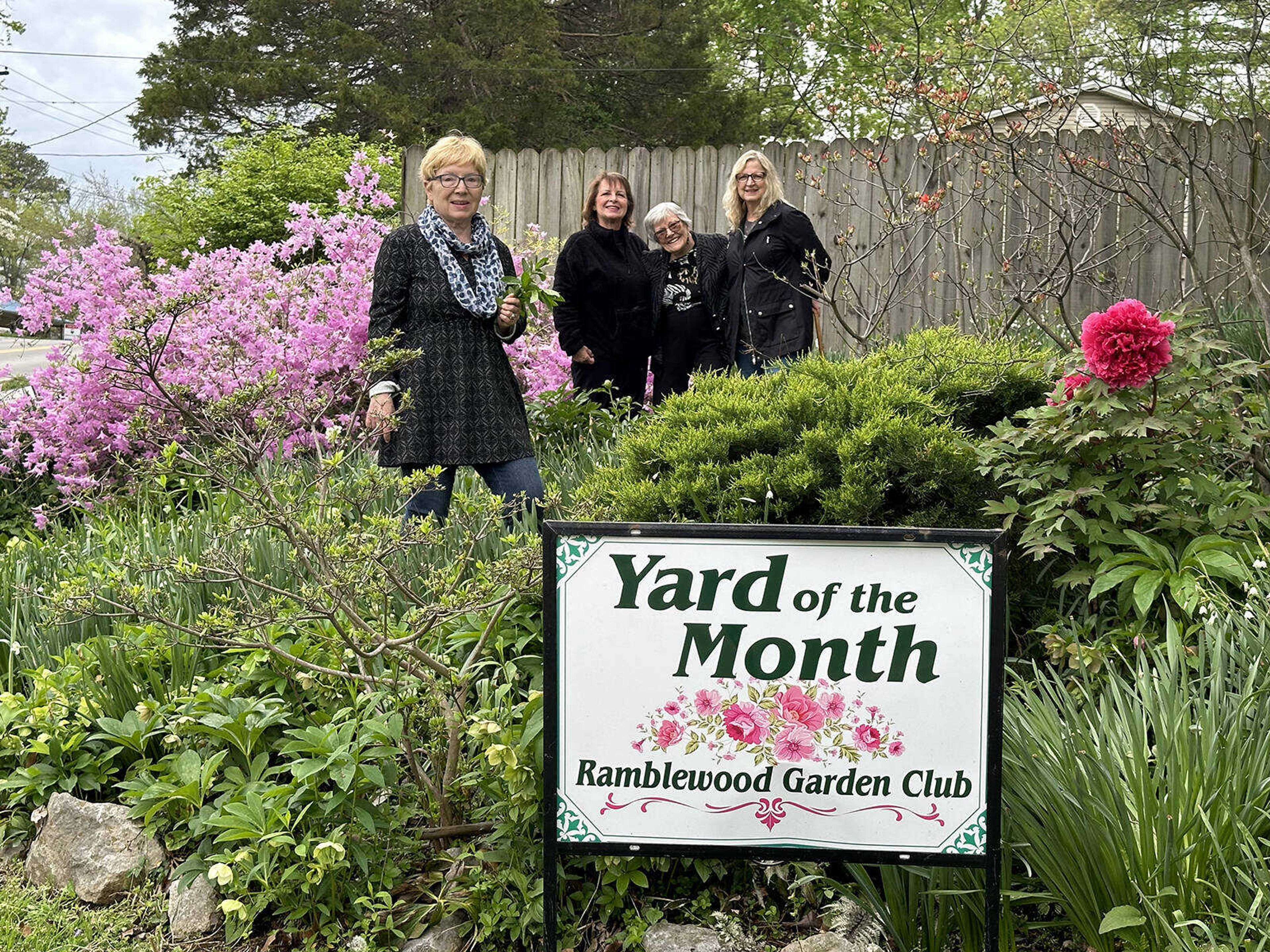 Pictured above is Dr. Gabriele Eckart, garden club members Club President Elaine Lannom, Nadine Davis, and Barb Randolph.