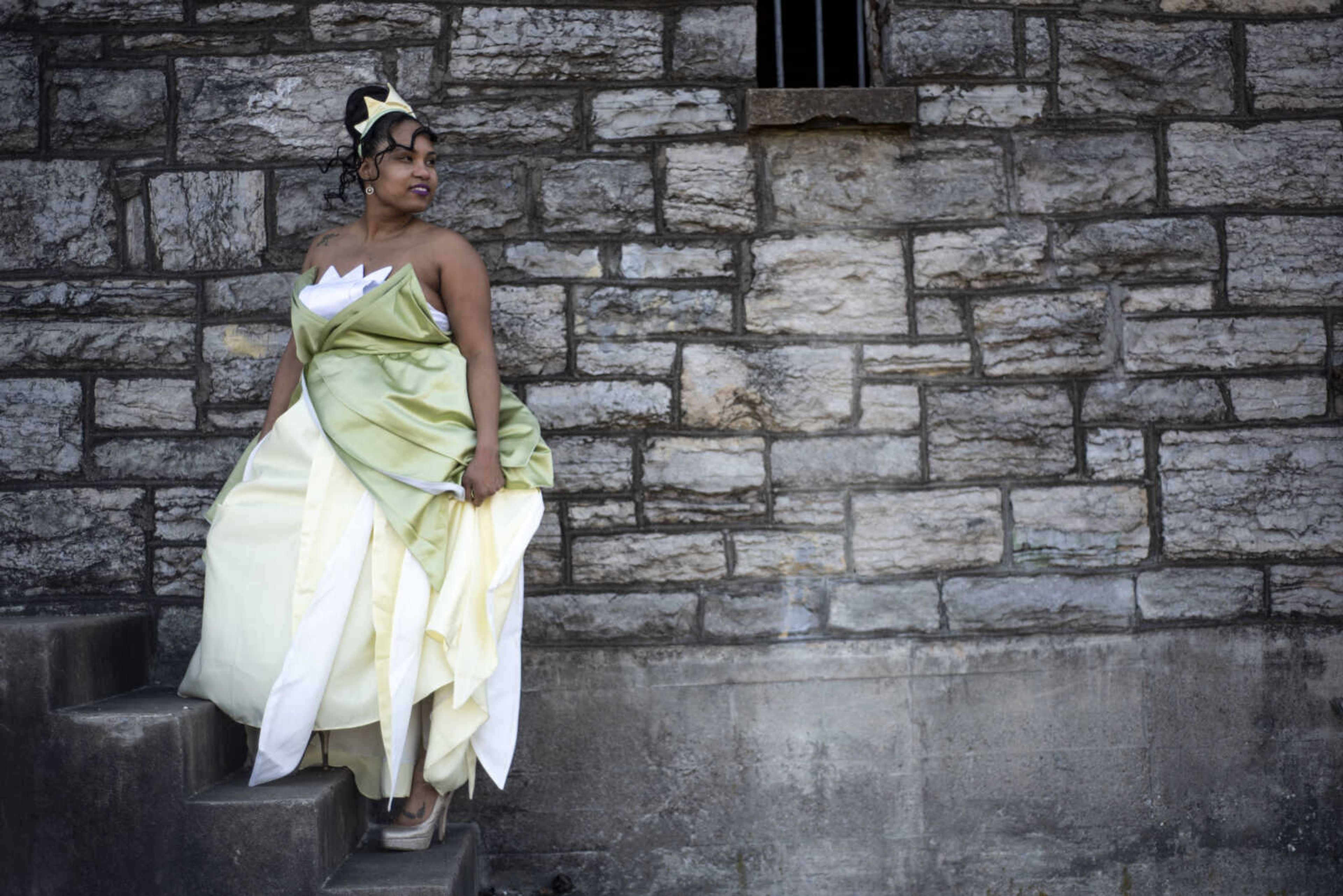 Kaleisha Walker portrays the role of Tiana from Disney's "The Princess and the Frog" at Fort D Thursday, March 21, 2019, in Cape Girardeau.