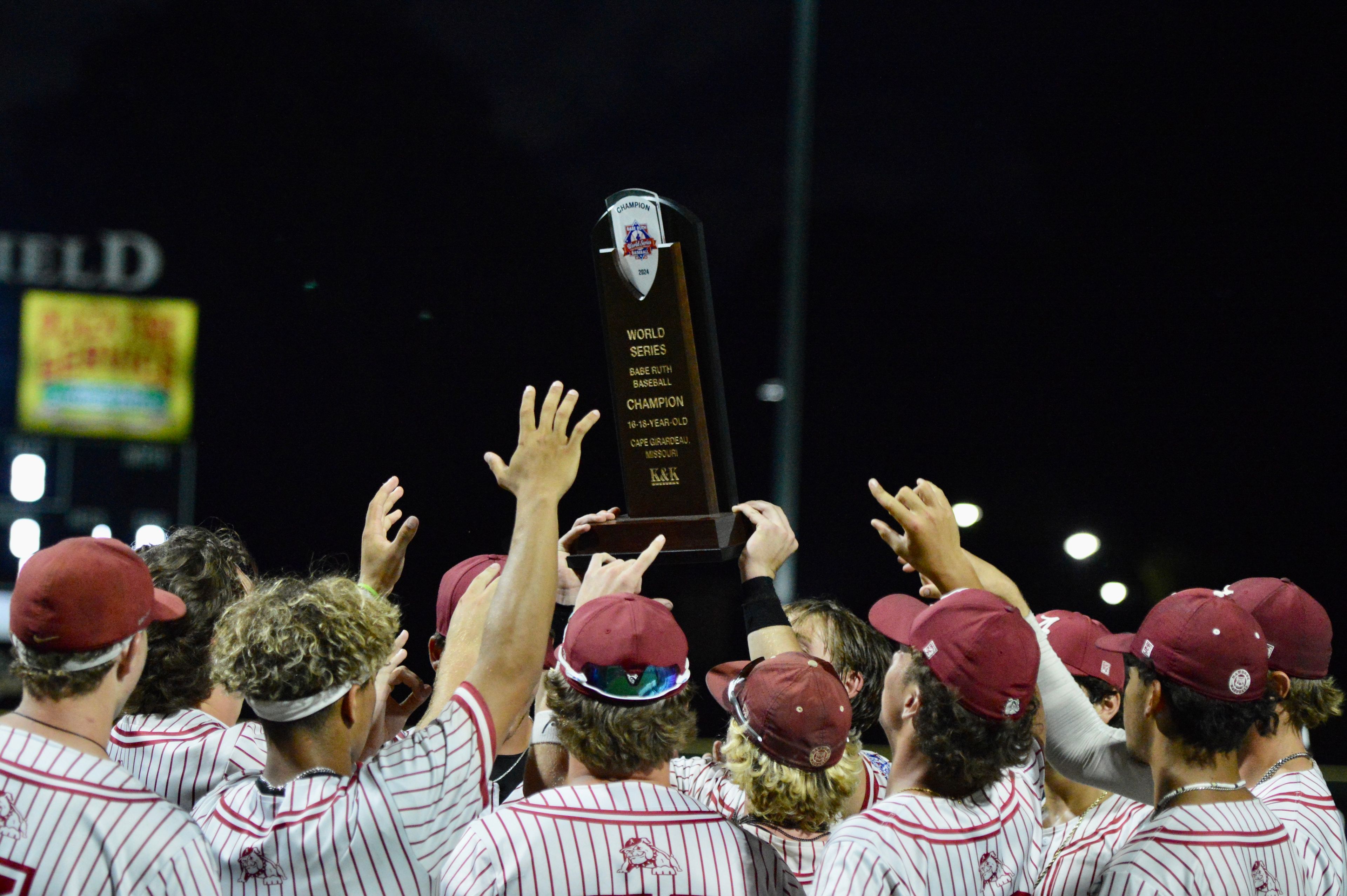 The Alabama Rawdogs celebrate winning the Babe Ruth World Series on Thursday, Aug. 15, at Capaha Field in Cape Girardeau, Mo. 