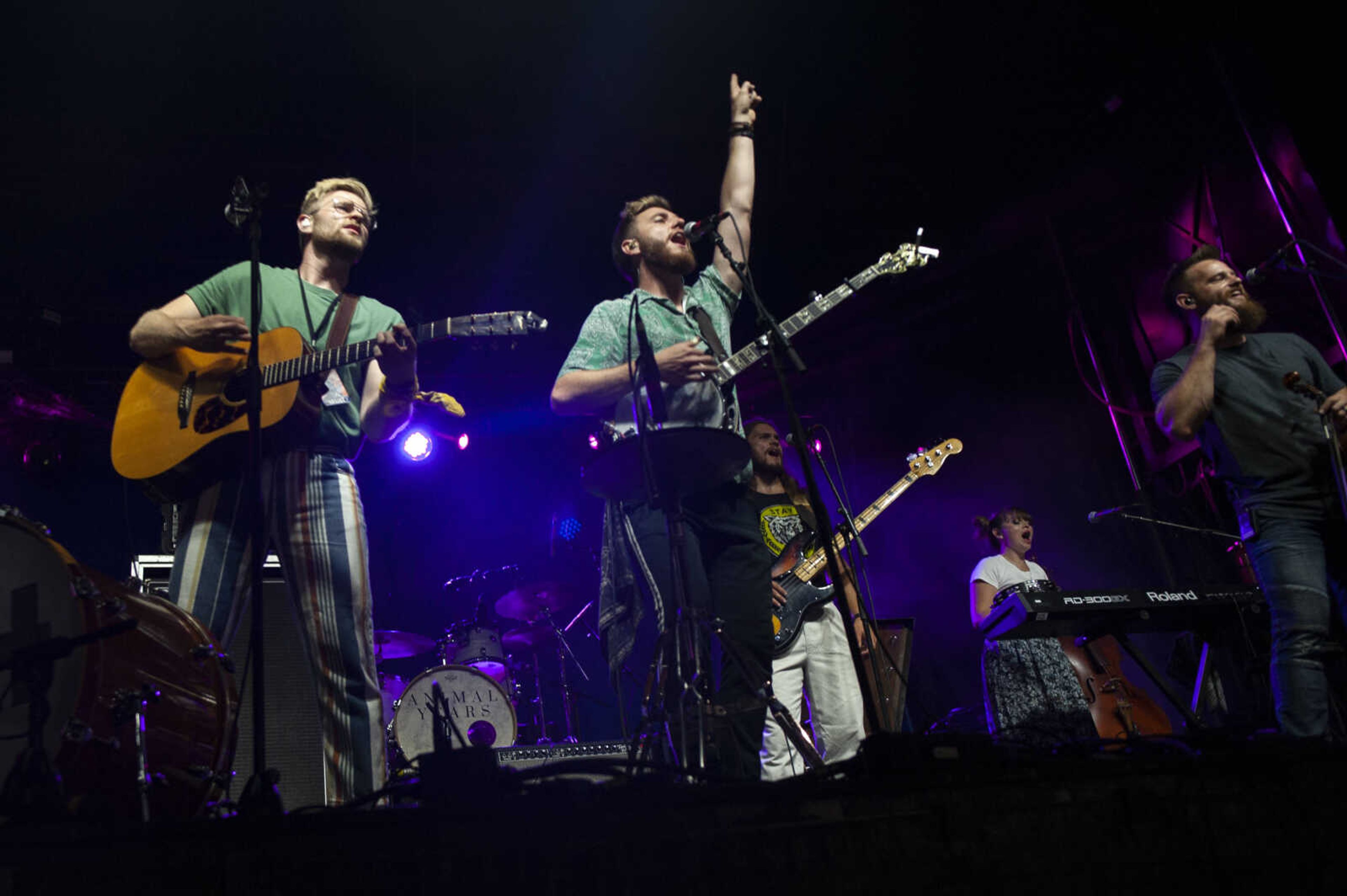 Dawson Hollow siblings, from left, Aaron Link, Ben Link, John Link, Rachel Starnes and Kyle Link perform during Shipyard Music and Culture Festival on Friday, Sept. 27, 2019, in Cape Girardeau.