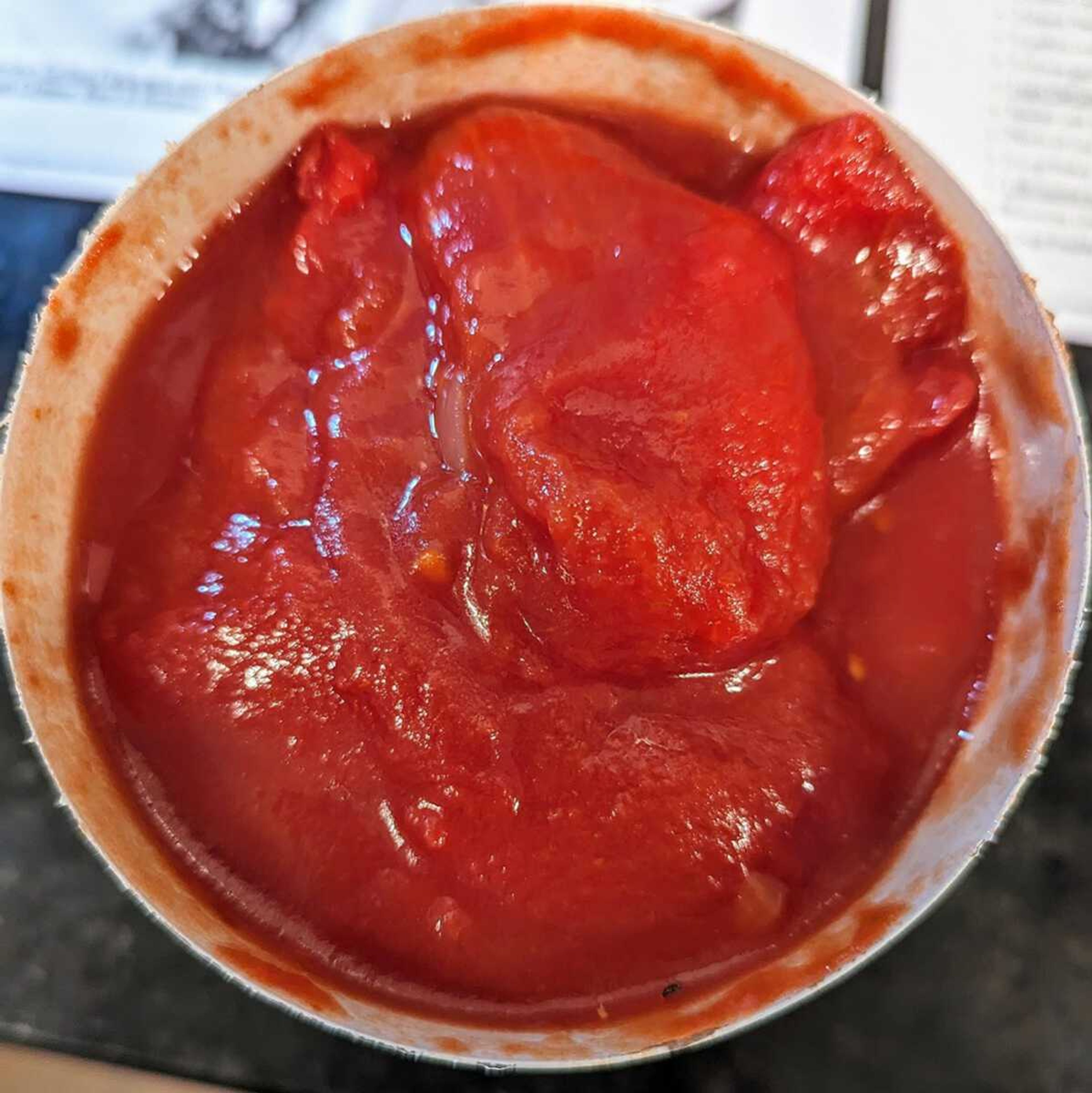 Canned tomatoes, here Italy's finest, the large San Marzano variety, are picked at their peak and rival what you might find in the grocery produce section even when tomatoes are in season.