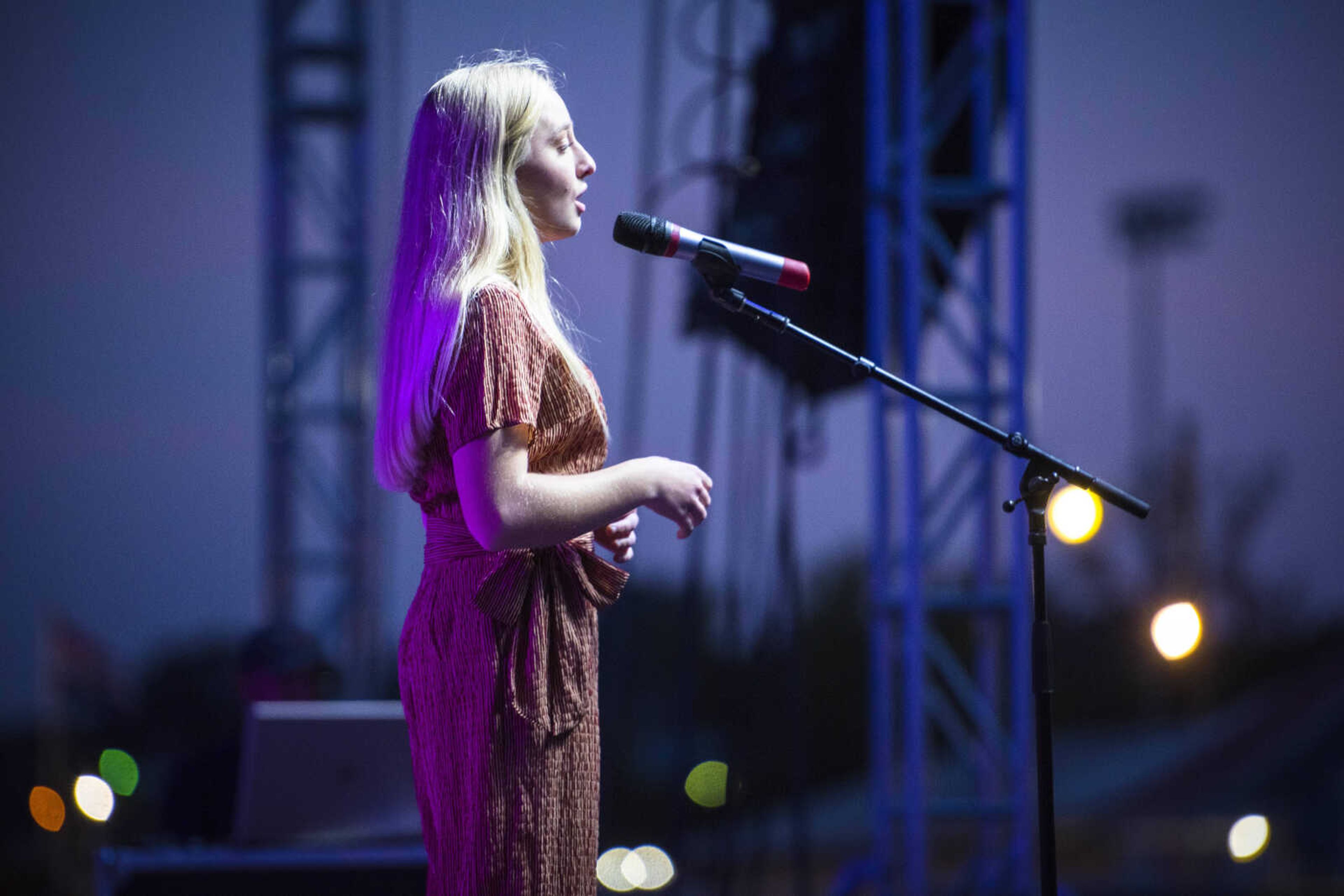 Oran resident and 15-year-old singer Logan Dame sings "Blue" by LeAnn Rimes during the 2019 Heartland Idol competition at the SEMO District Fair on Monday, Sept. 9, 2019, in Cape Girardeau.