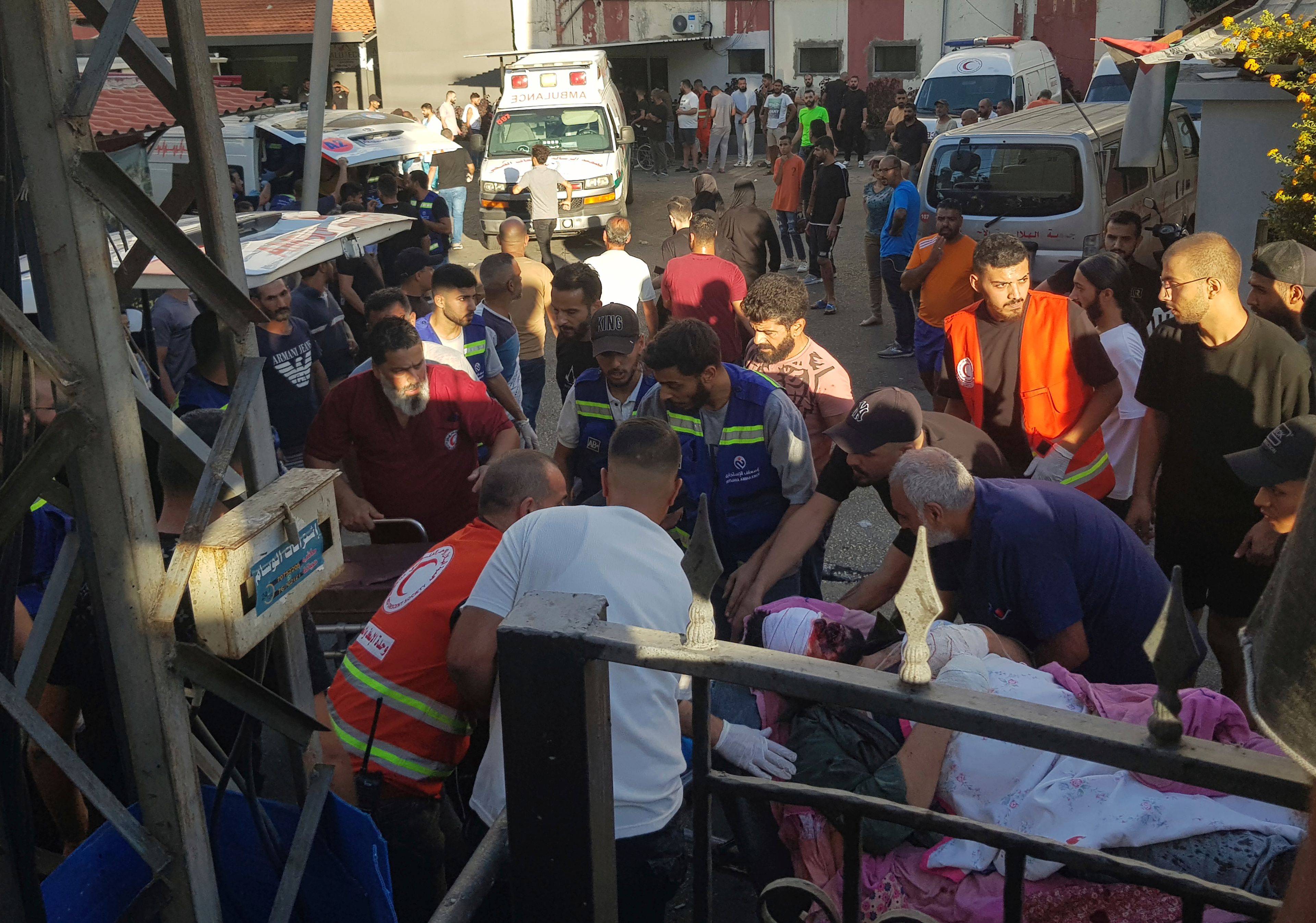 Civil Defense first-responders carry a man who was wounded after his handheld pager exploded, in the southern port city of Sidon, Lebanon, Tuesday, Sept. 17, 2024.(AP Photo)