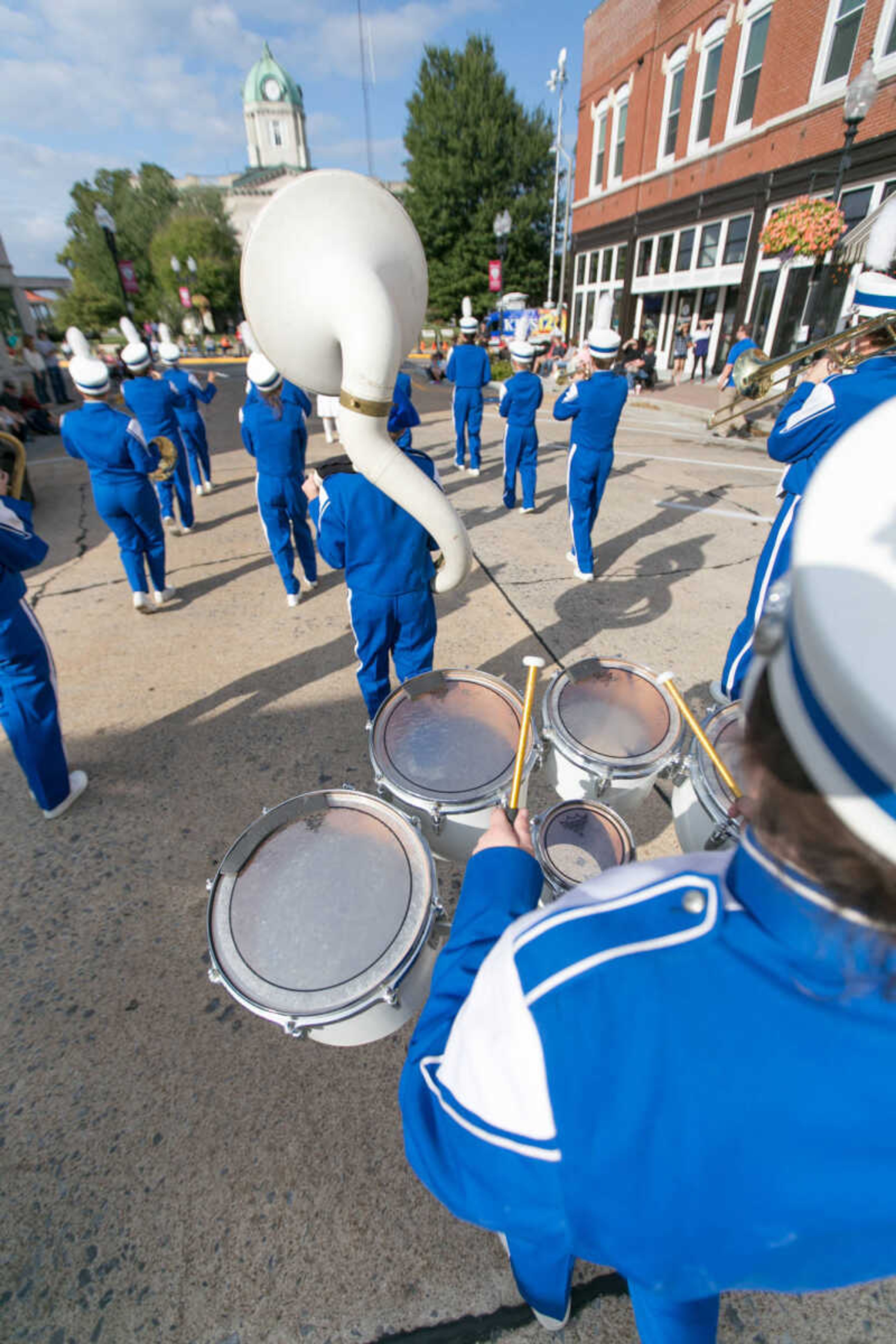 GLENN LANDBERG ~ glandberg@semissourian.com

Members of the Oak Ridge High School marching band play a song while moving through Uptown Jackson during the Jackson Band Festival parade Tuesday, Oct. 6, 2015.