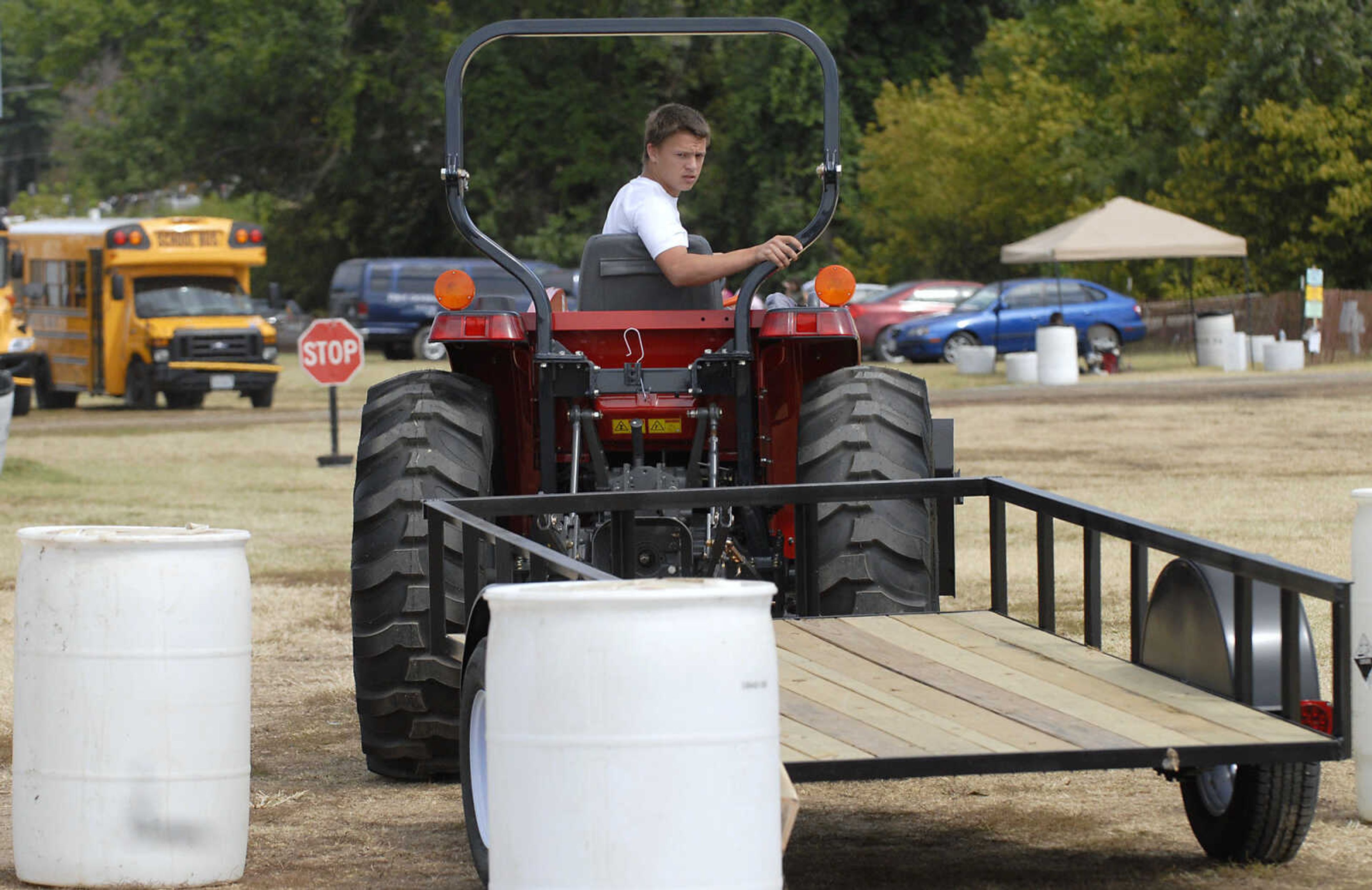 KRISTIN EBERTS ~ keberts@semissourian.com

Austen Arnold, of Ste. Genevieve High School FFA, competes during the 4-H/FFA Tractor Rodeo at the SEMO District Fair on Friday, Sept. 16, 2011.