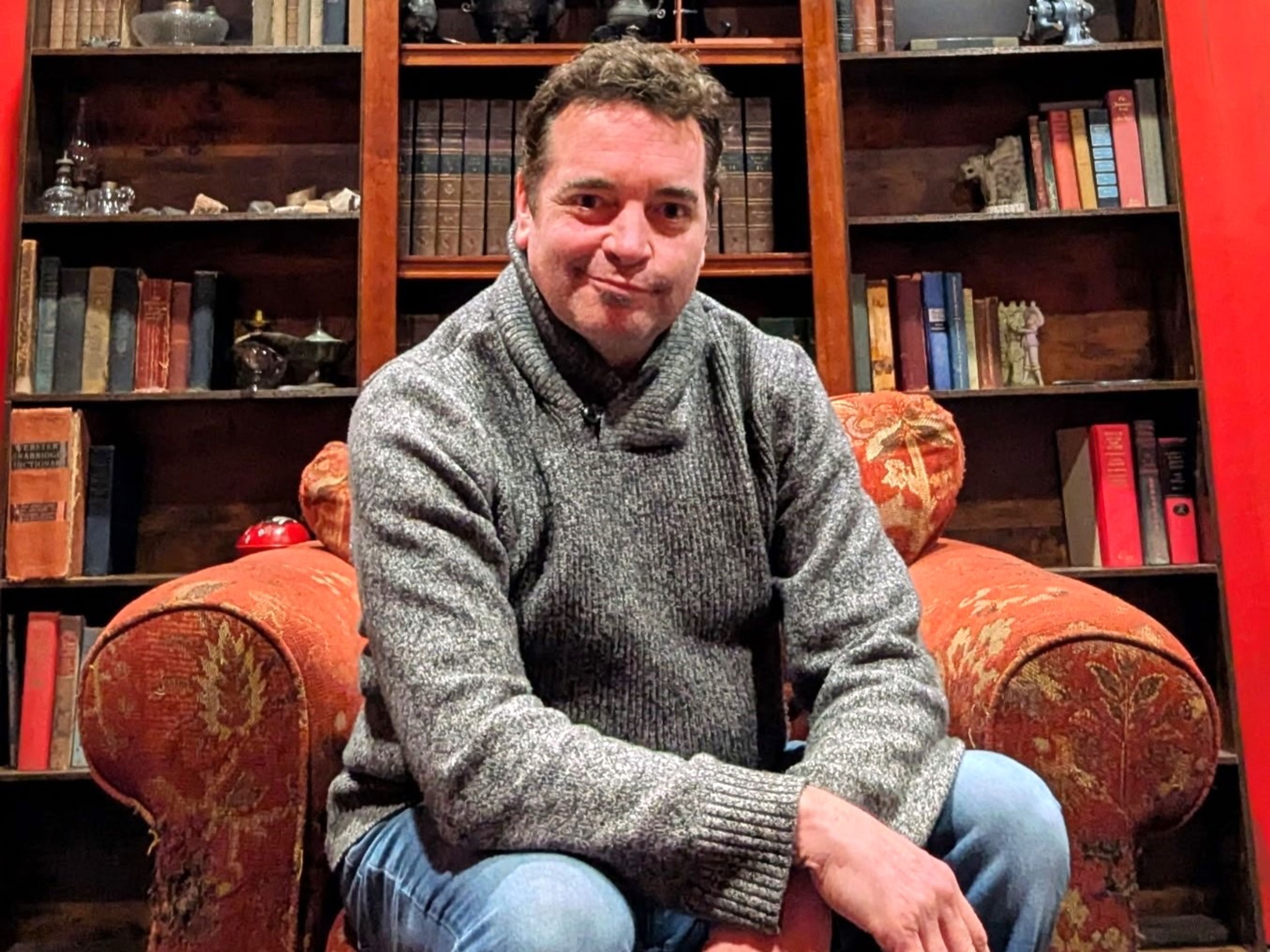 Daniel Triplett in the Lovecraft Parlor of his newly opened Trumansburg escape room, The Quandary. 