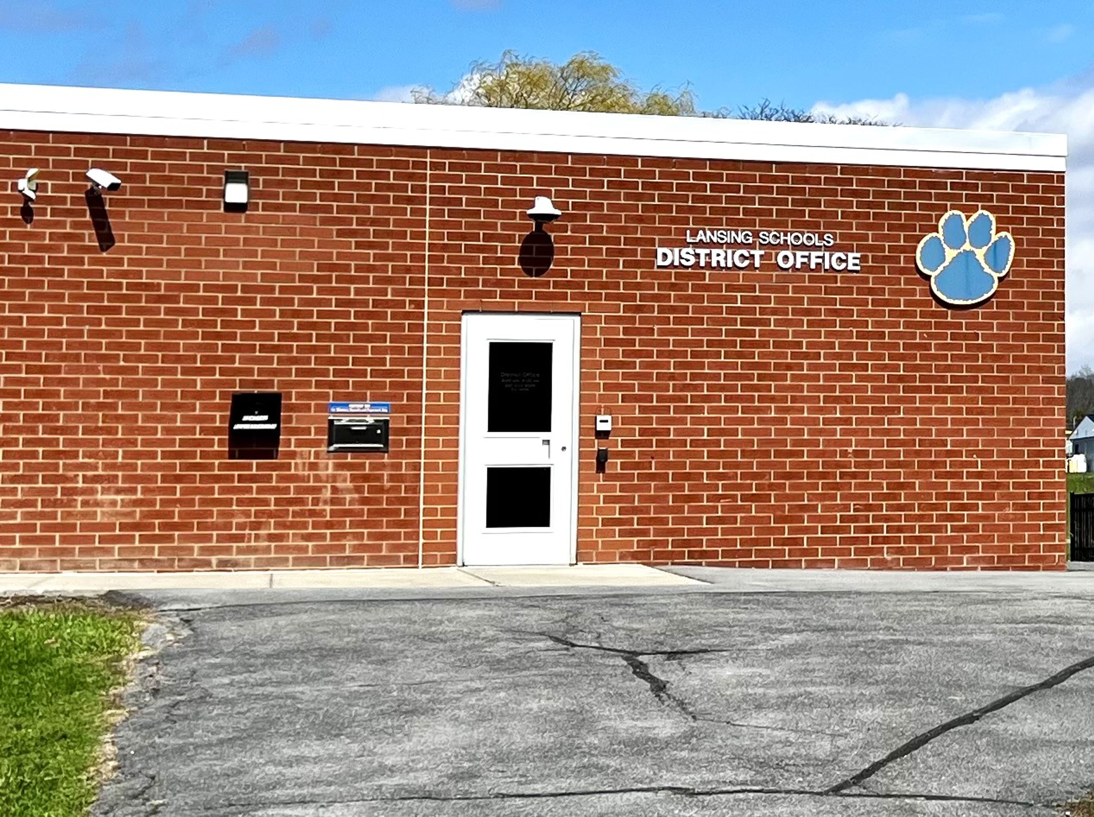 The Lansing Central School District office building, where administrators are weighing multiple budget scenarios ahead of the May 19 vote on the 2026–2027 spending plan.
