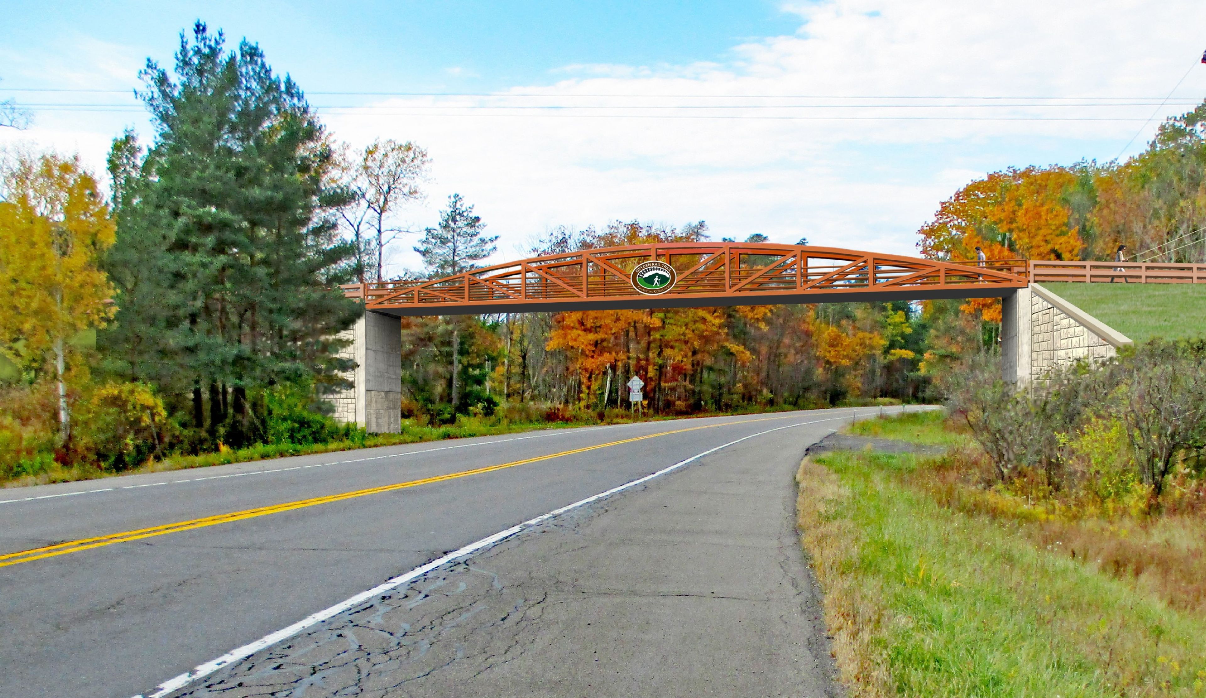 A rendering of the Route 13 pedestrian and bicycle bridge in the town of Dryden. Construction of the bridge begins in the spring, with further upgrades set before the end of 2026.