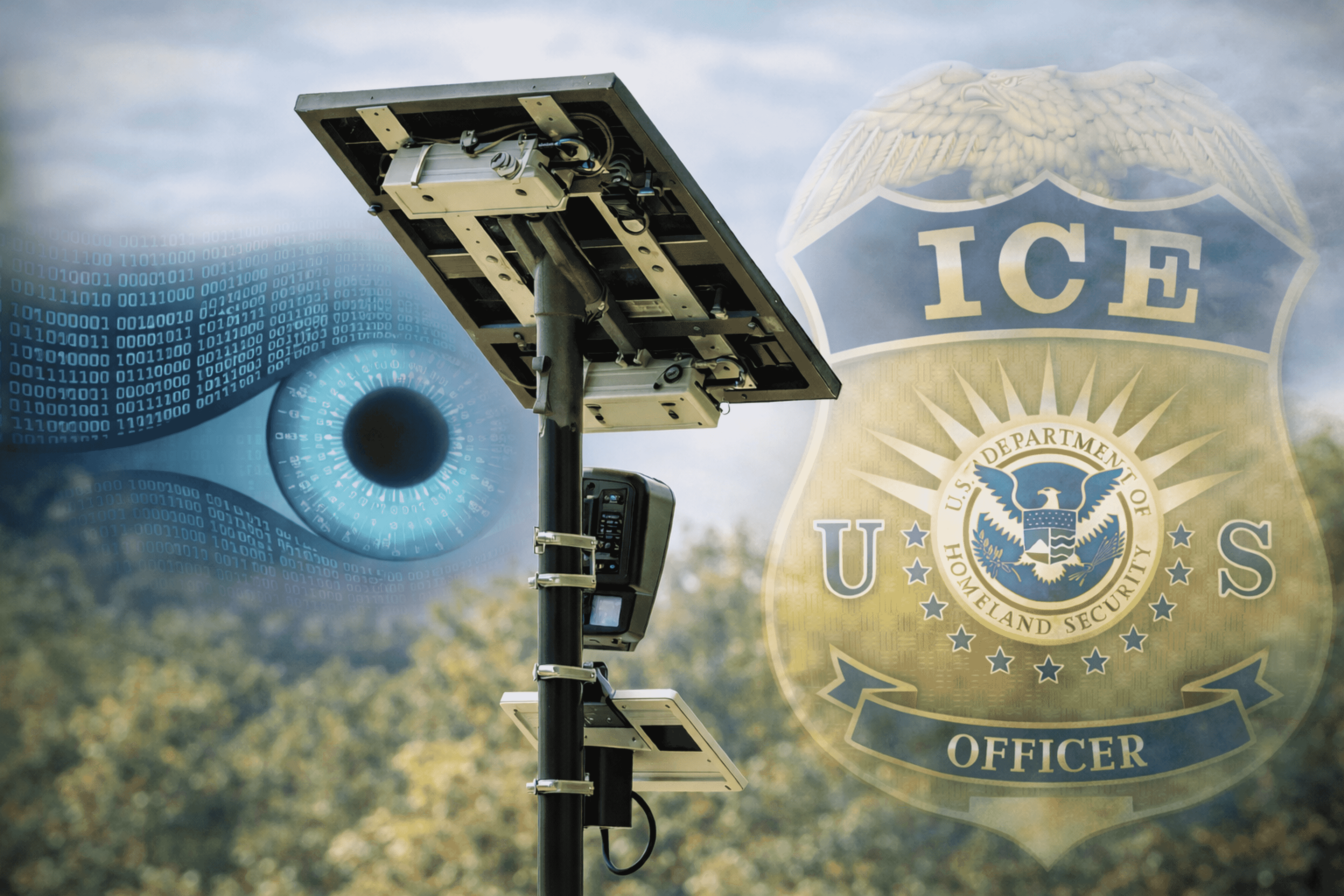 Solar-powered Flock Safety license plate reader cameras like the one pictured here are installed across Tompkins County to capture images of passing vehicles. The technology has sparked debate locally over privacy, data sharing and potential access by federal agencies, particularly U.S. Immigration and Customs Enforcement.