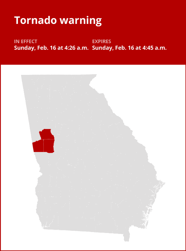 Update: Tornado warning affecting West Georgia early Sunday ...