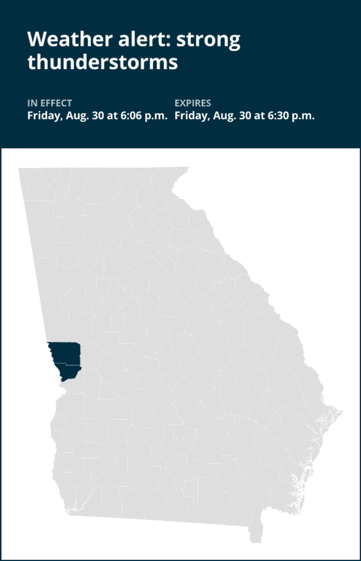 Thunderstorms with pea-sized hail to hit Harris and Muscogee...